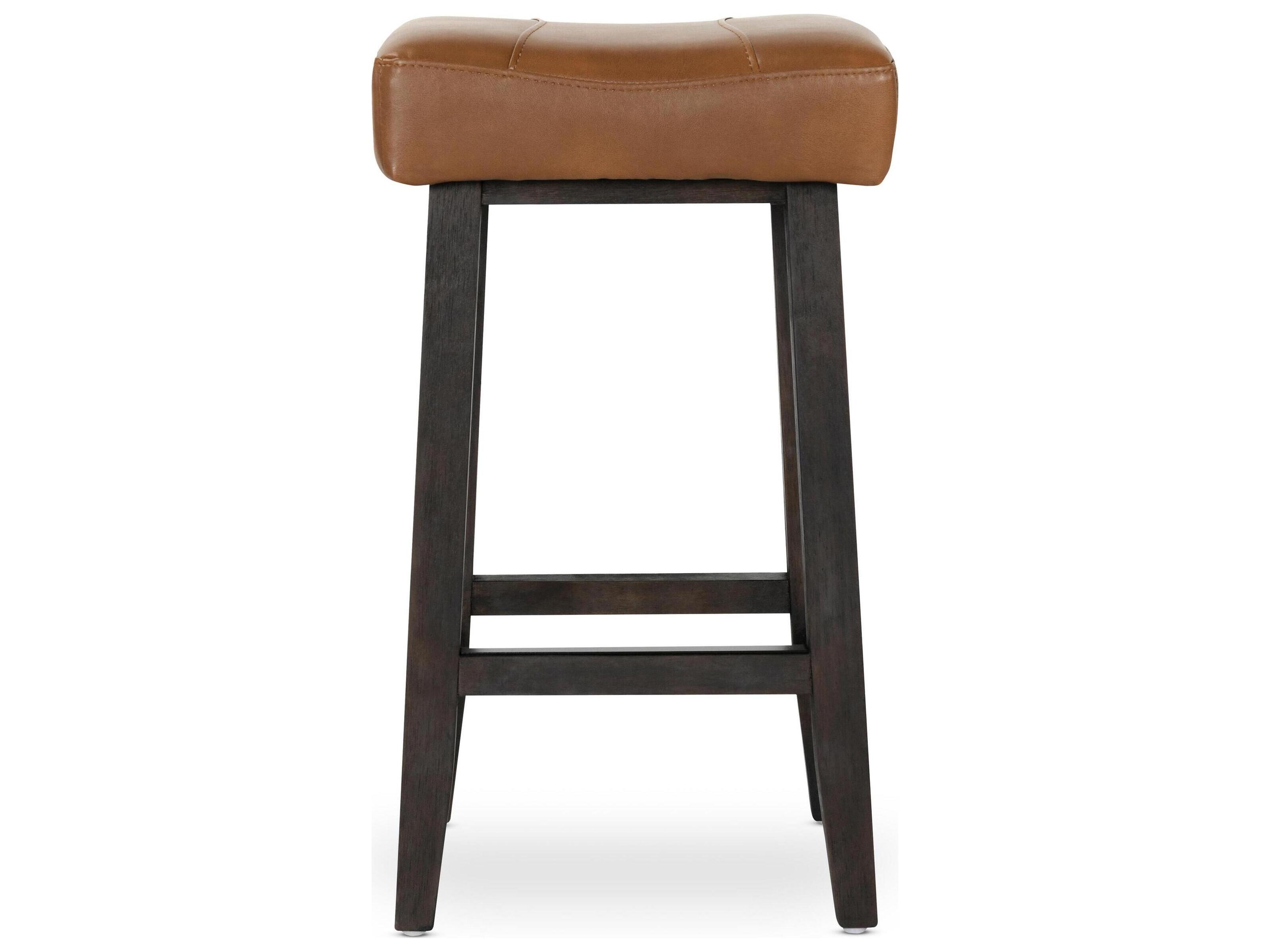 Lauri Caramel Faux Leather Rubberwood Bar Stool