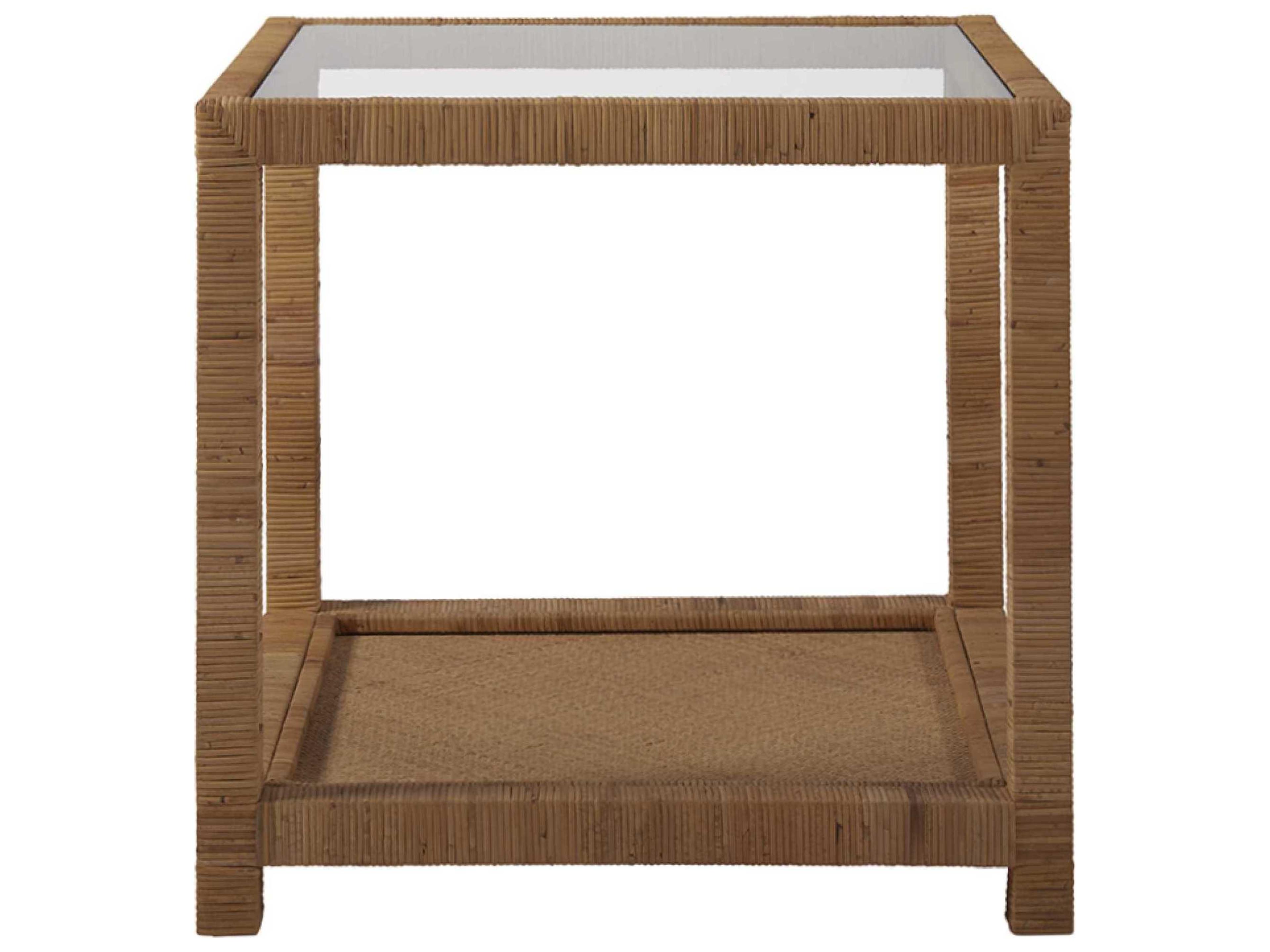Escape Square Glass Split Rattan End Table
