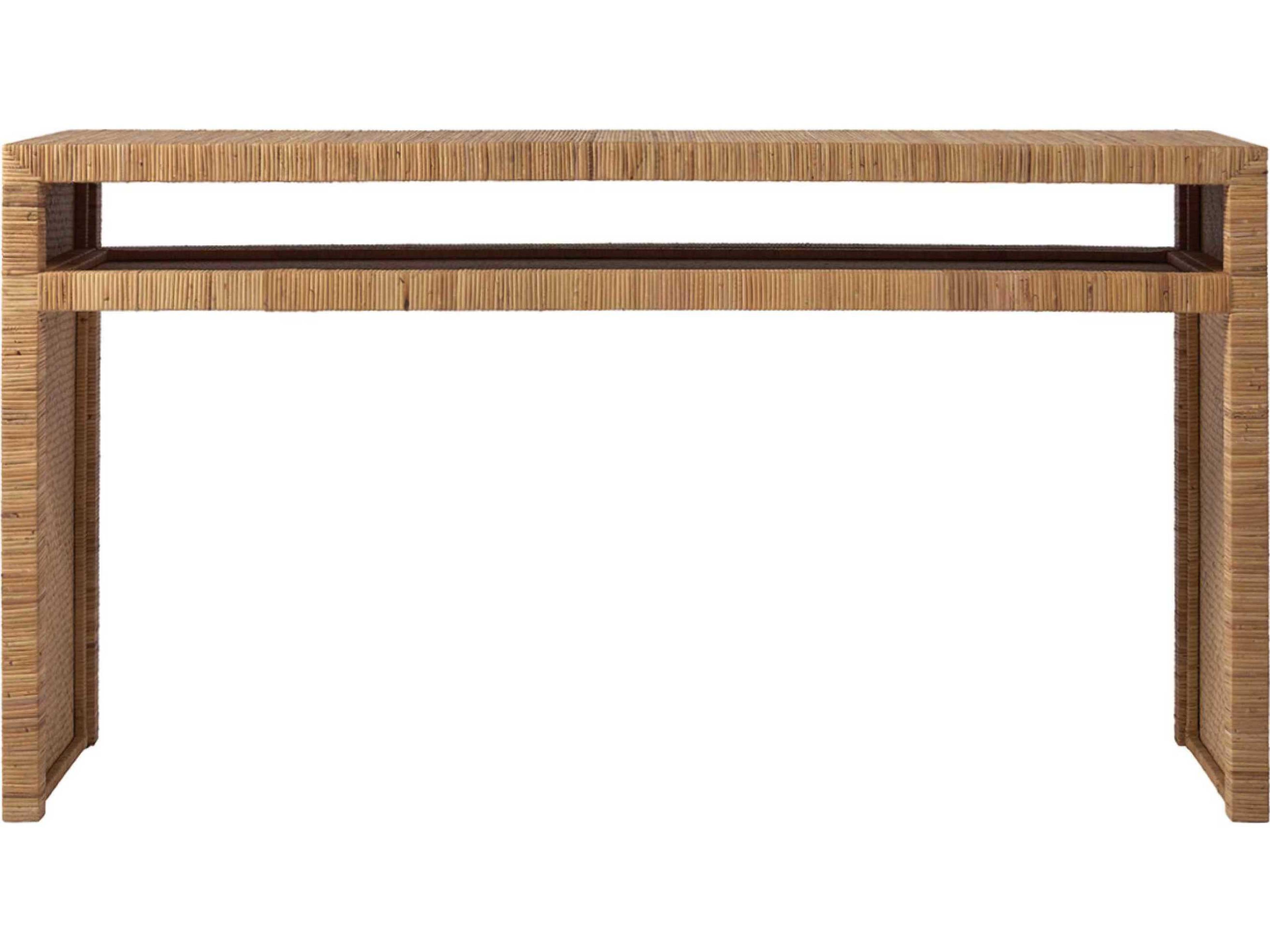 Long Key Console Table in Natural Rattan