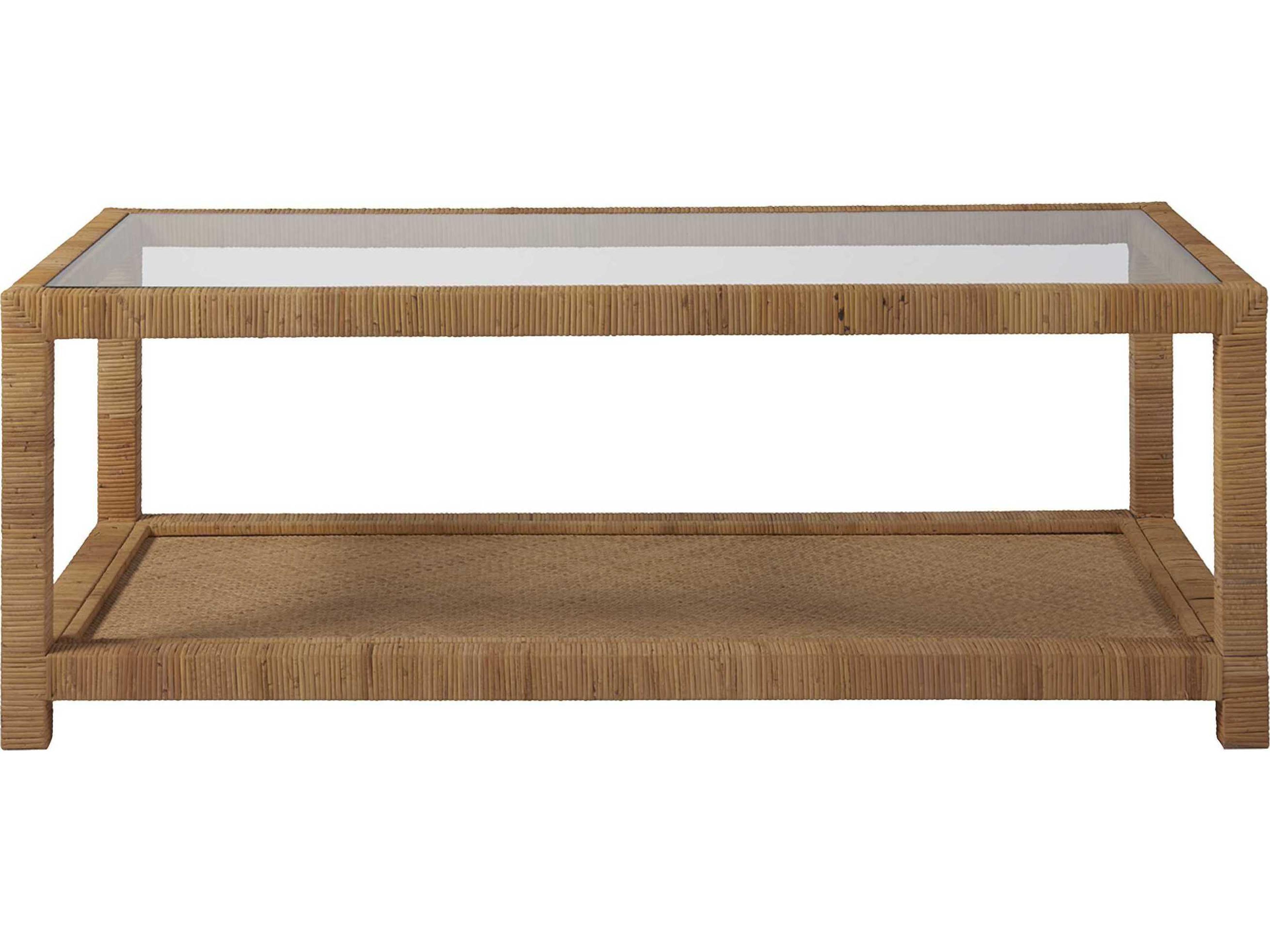 Escape Rectangular Glass Wrapped Split Rattan Coffee Table