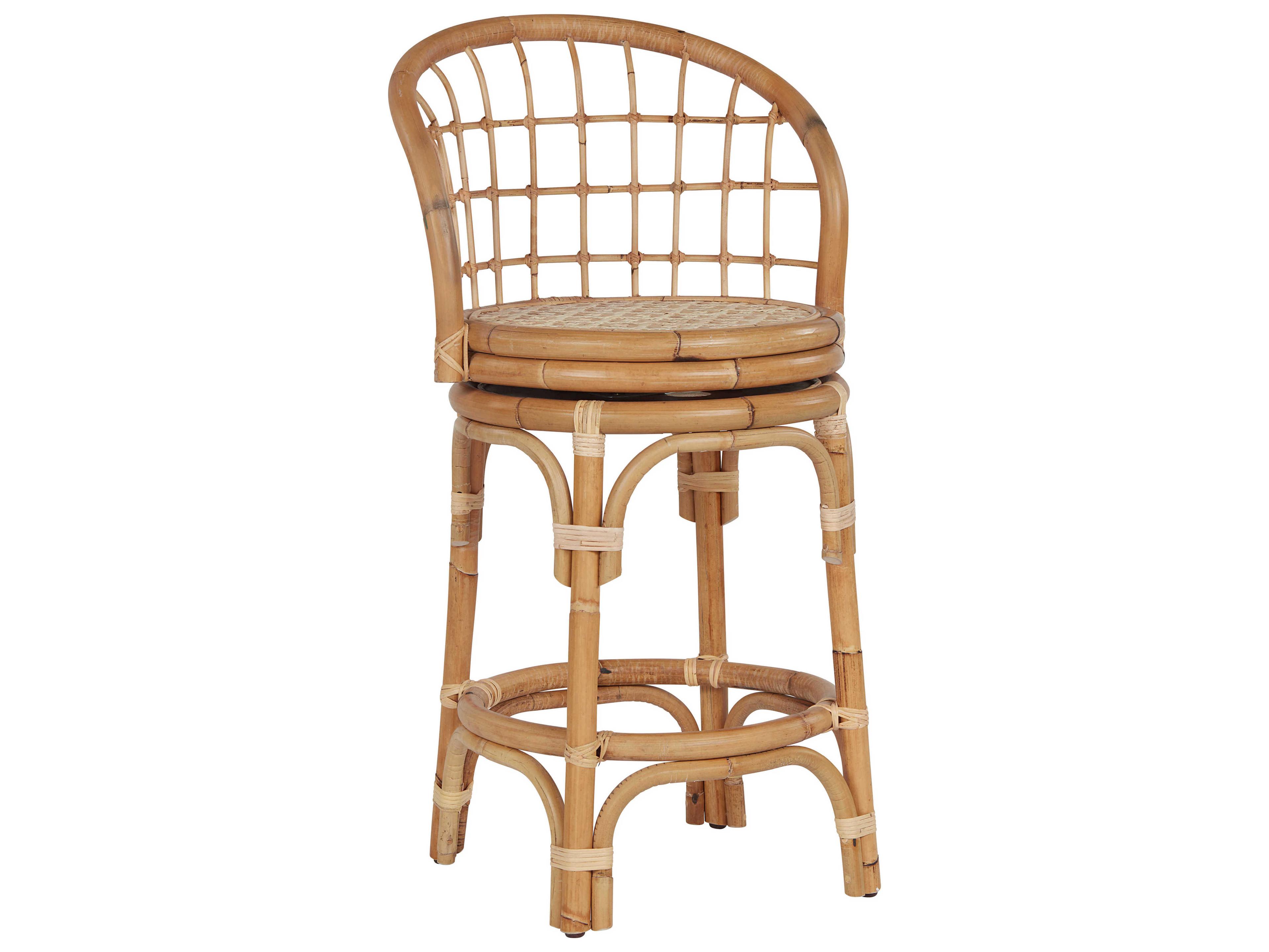 Getaway Natural Rattan Swivel Counter Stool