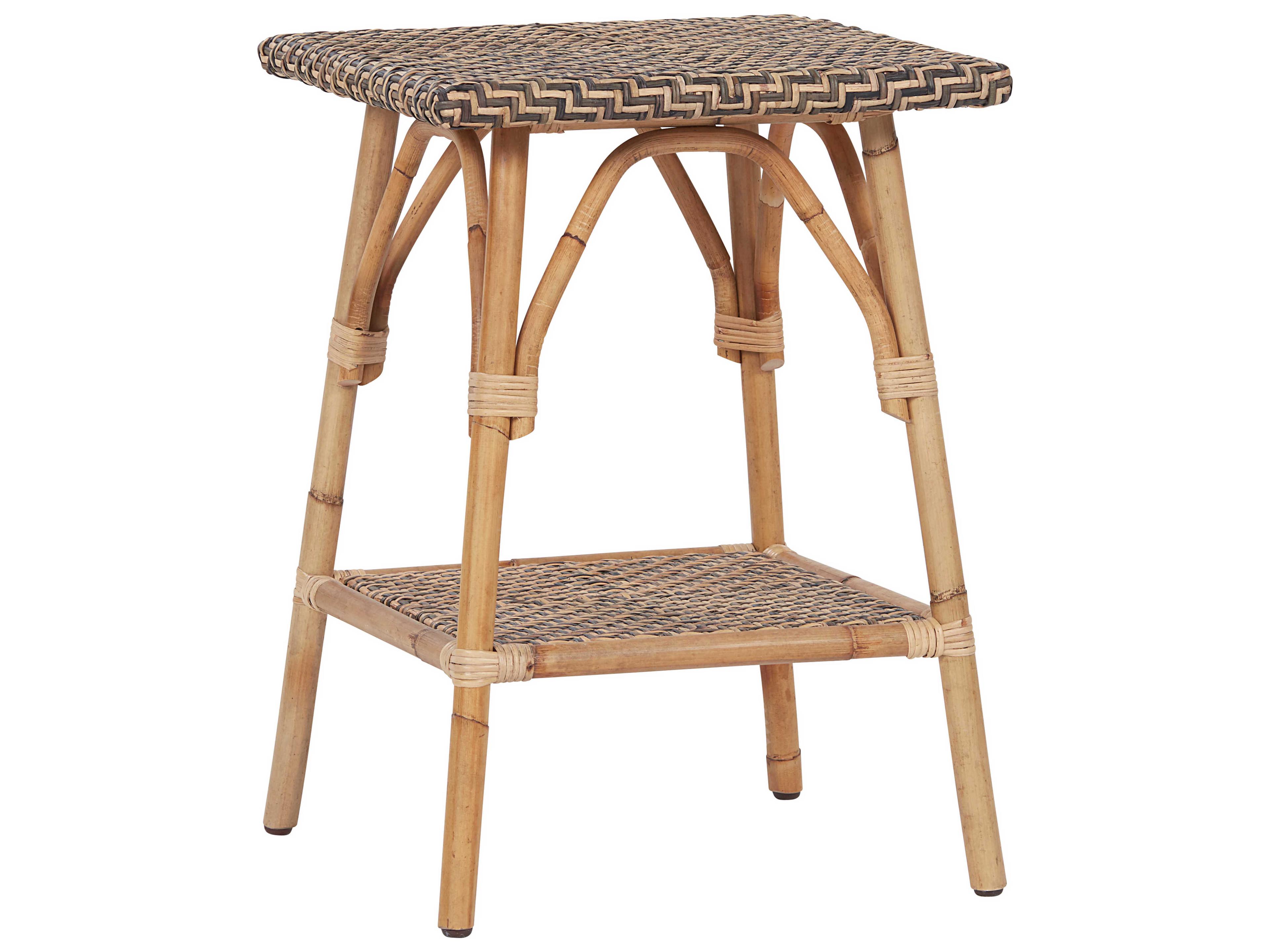 Getaway Square Wood Natural Rattan End Table
