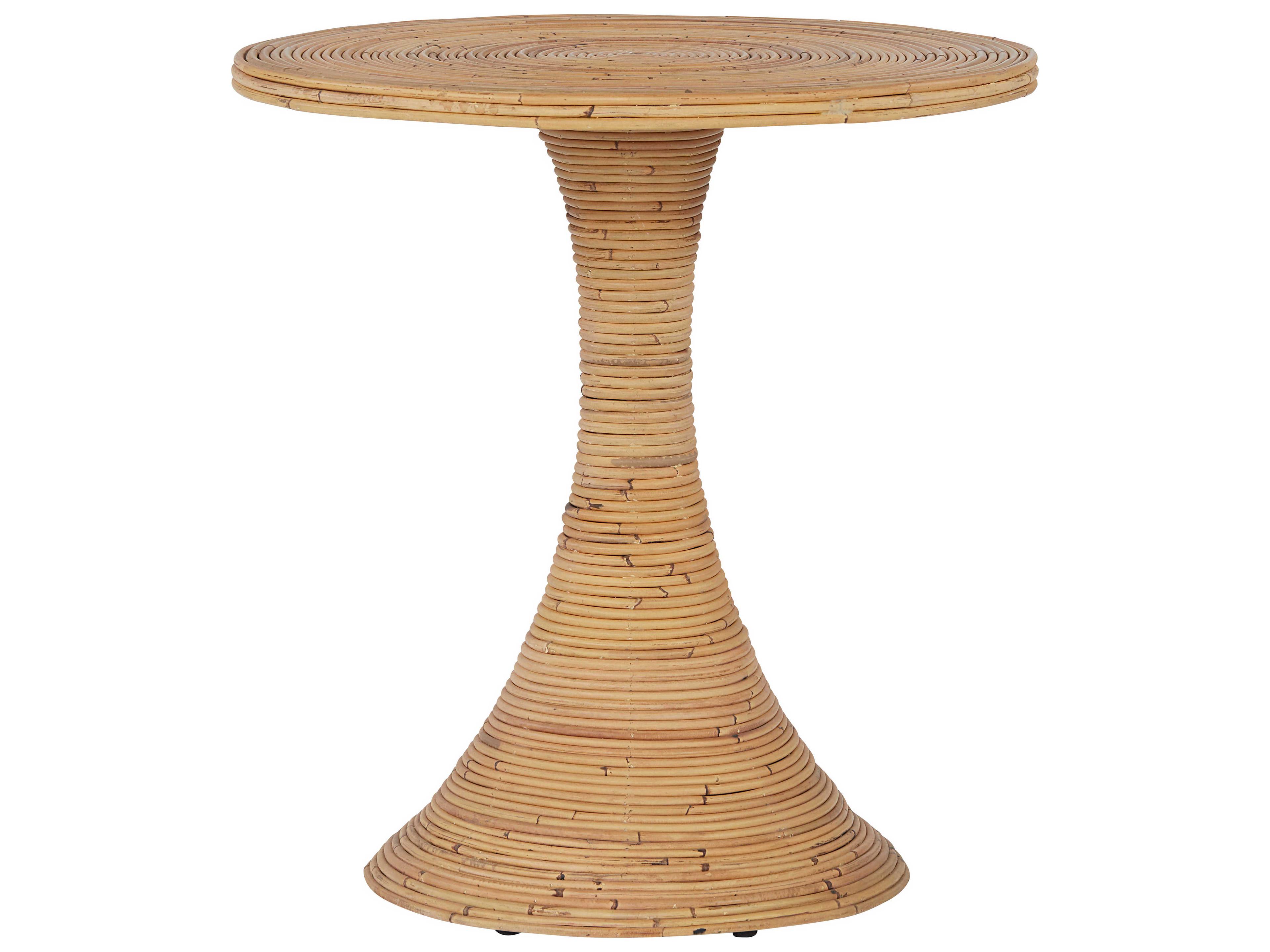 Getaway Round Wood Natural Rattan End Table