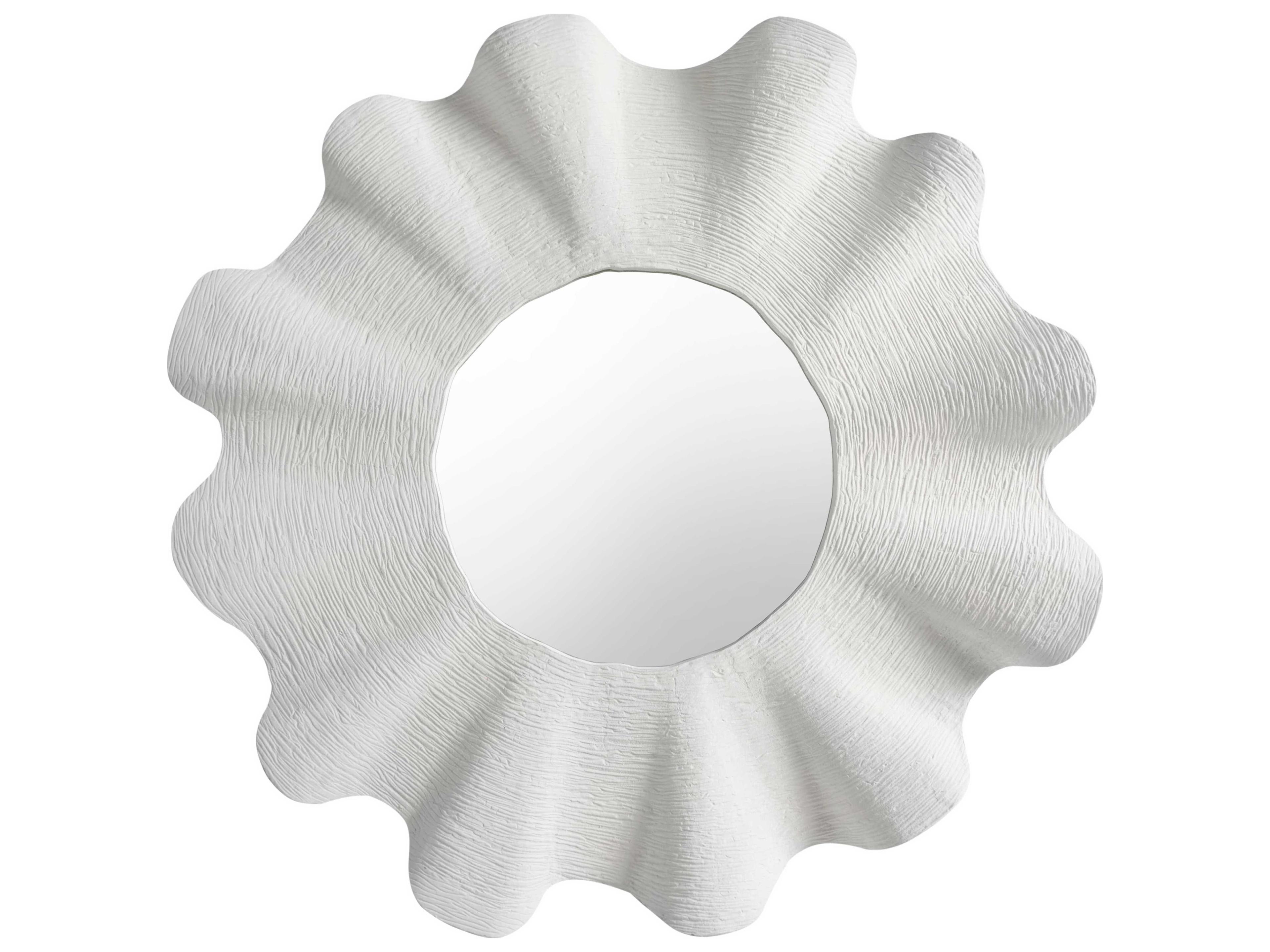 Weekender Scallop Round Shell White Wall Mirror