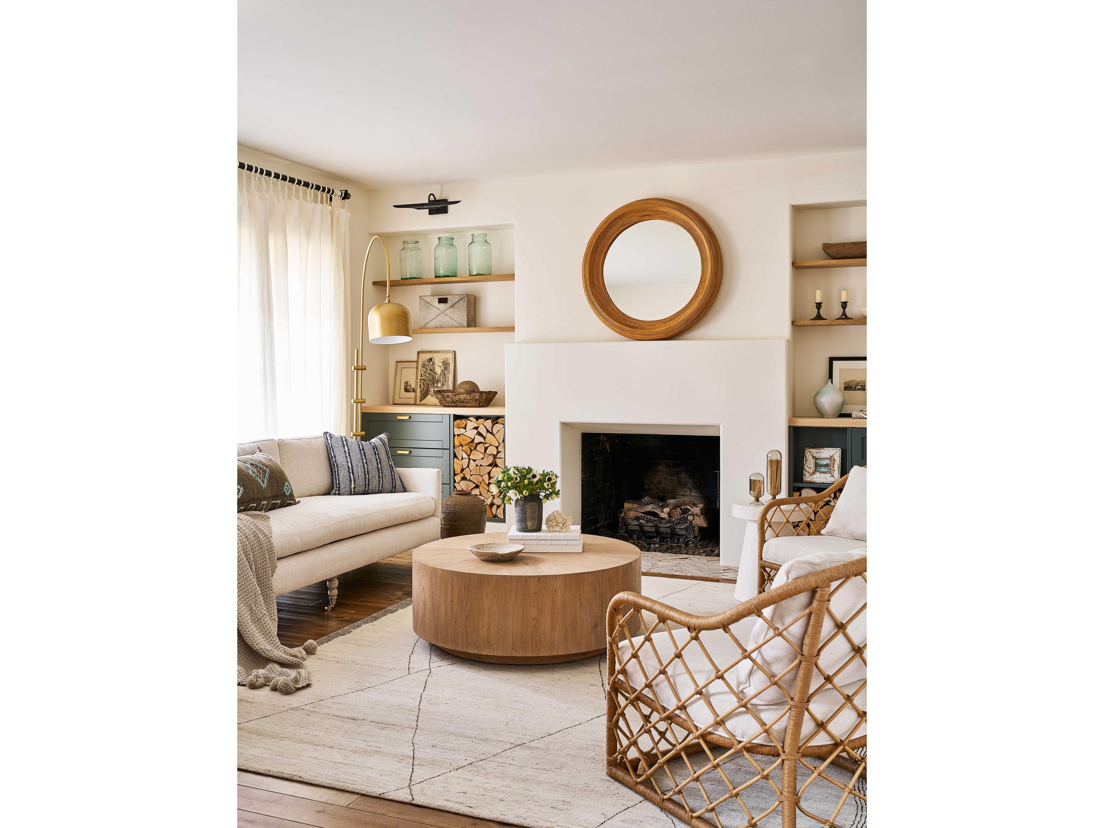 Coastal Living Home Weekender Lakeway Round Natural Rattan Wall Mirror