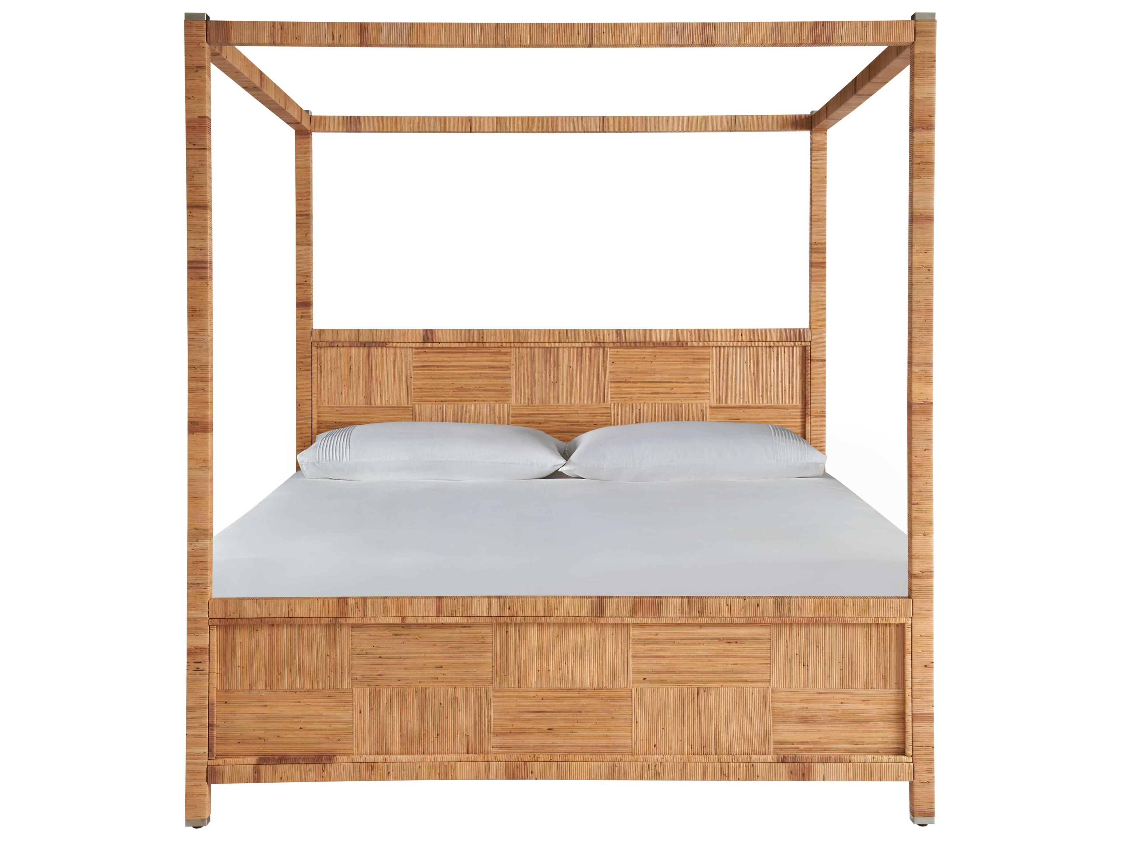 Coastal Living Home Weekender Natural Rattan Wood Queen Canopy Bed