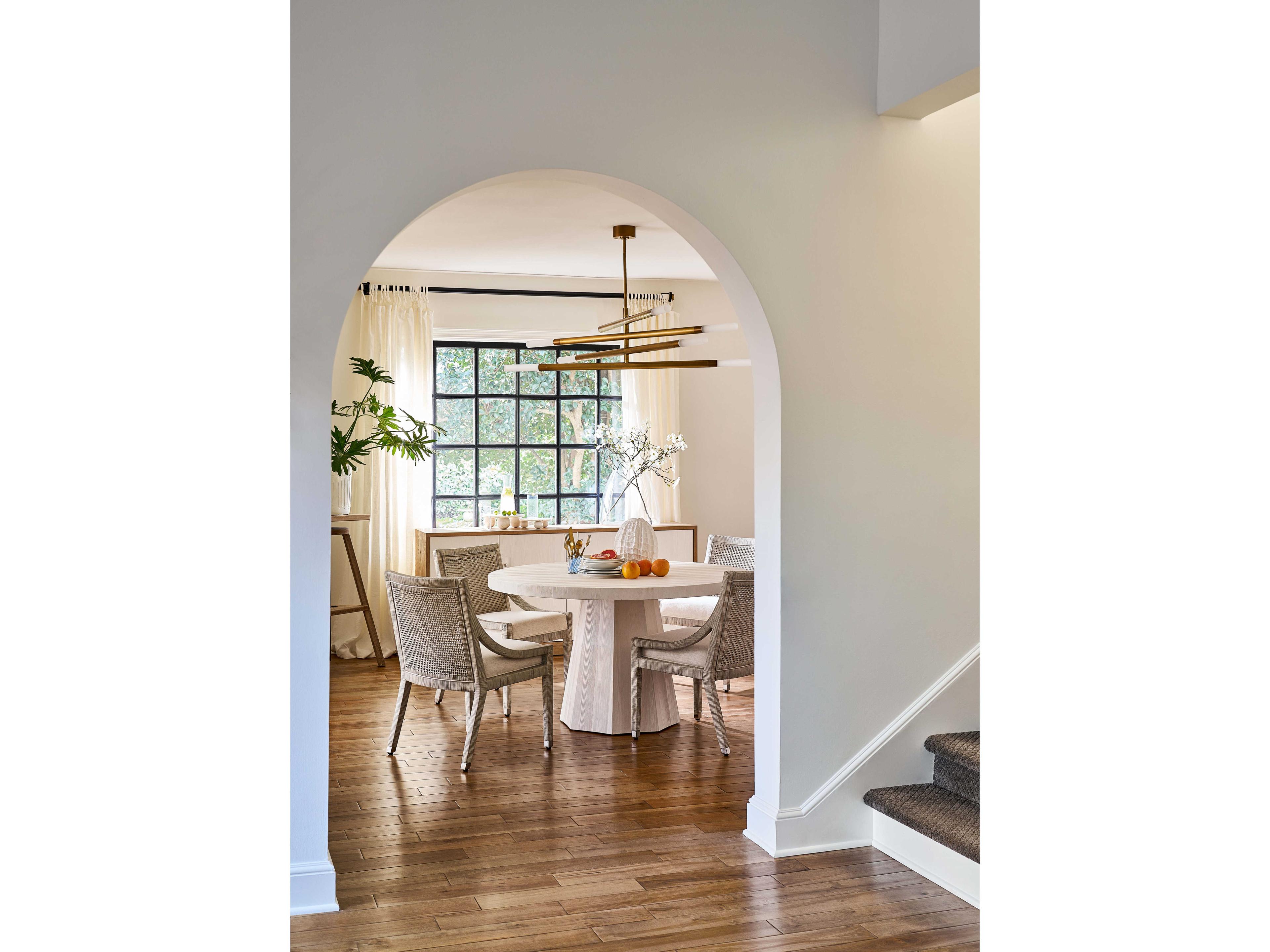 Coastal Living Home Weekender Round Wood White Sand Dining Table