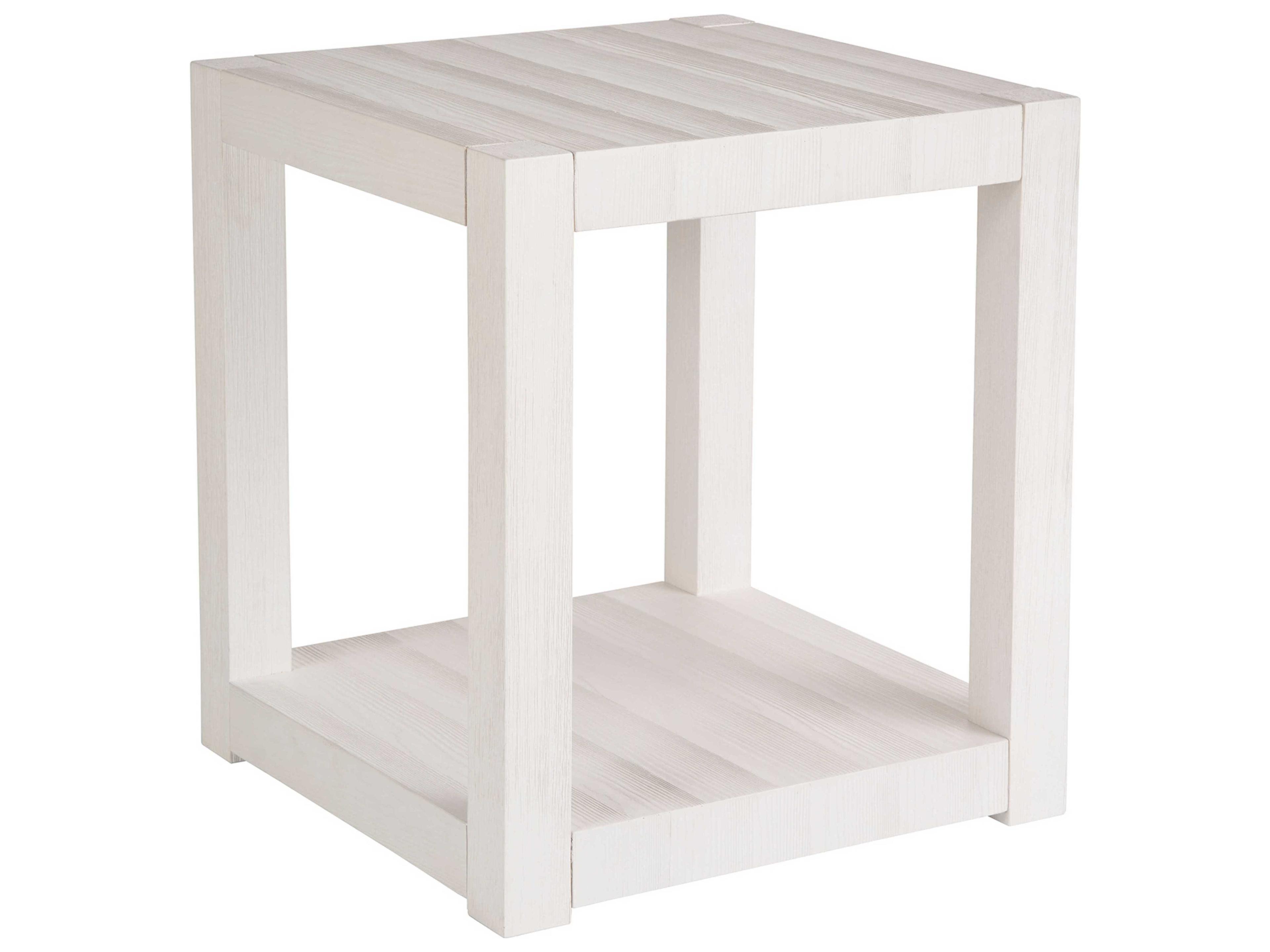 Weekender Square Wood White Sand End Table
