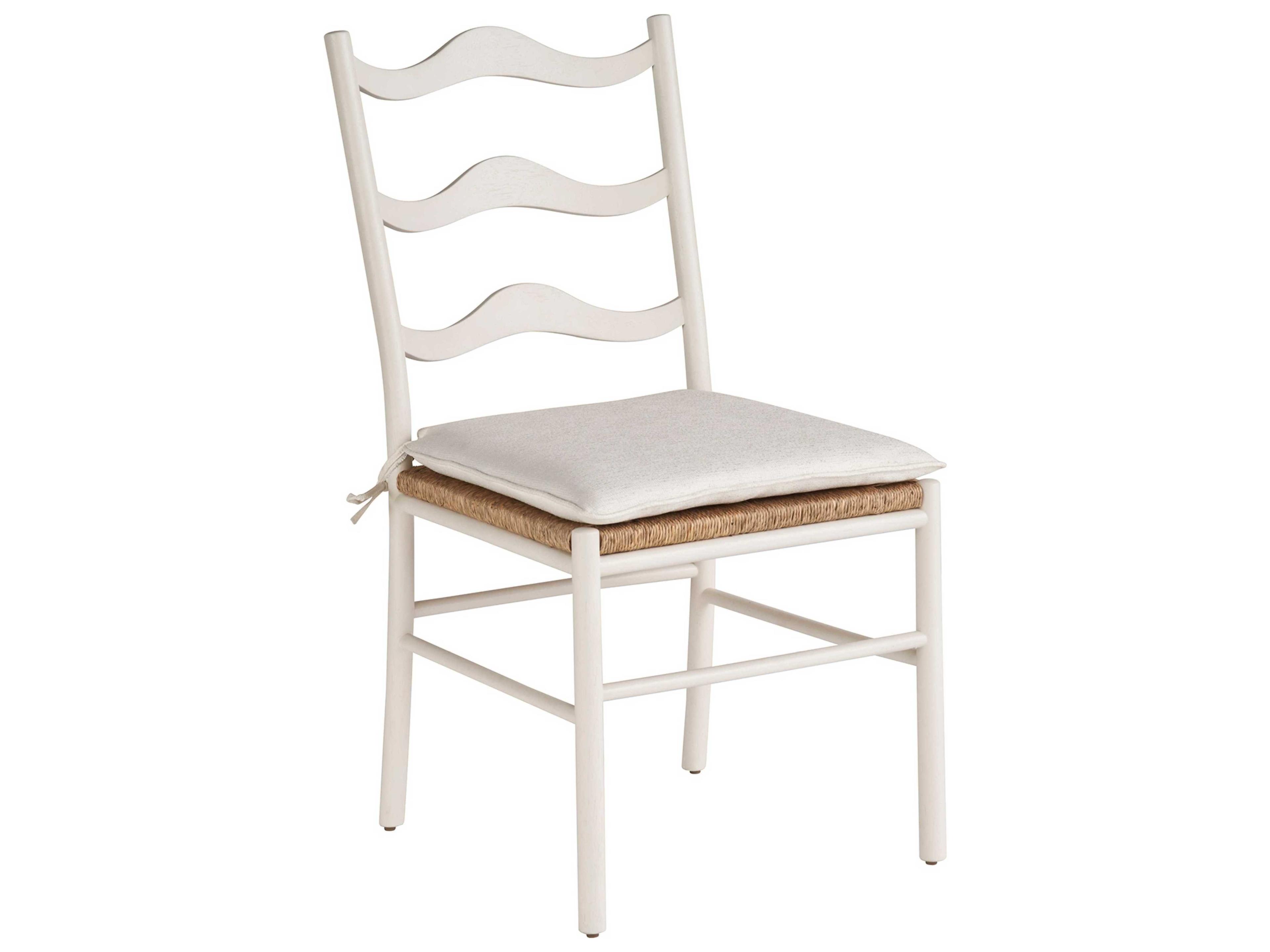 Weekender Rattan White Upholstered Side Dining Chair