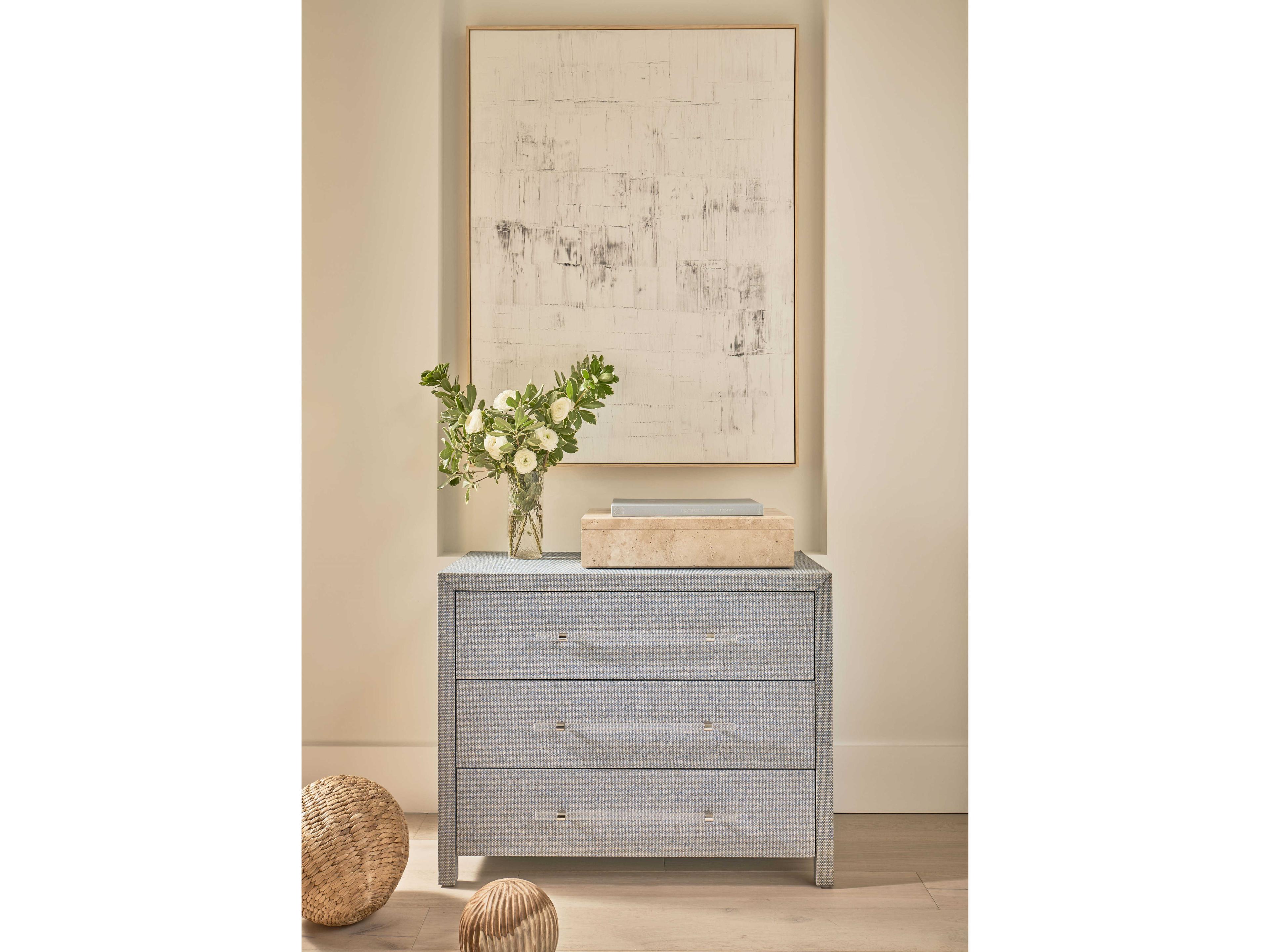 Coastal Living Home Weekender 3-Drawers Blue Seagrass Solid Wood Accent Chest