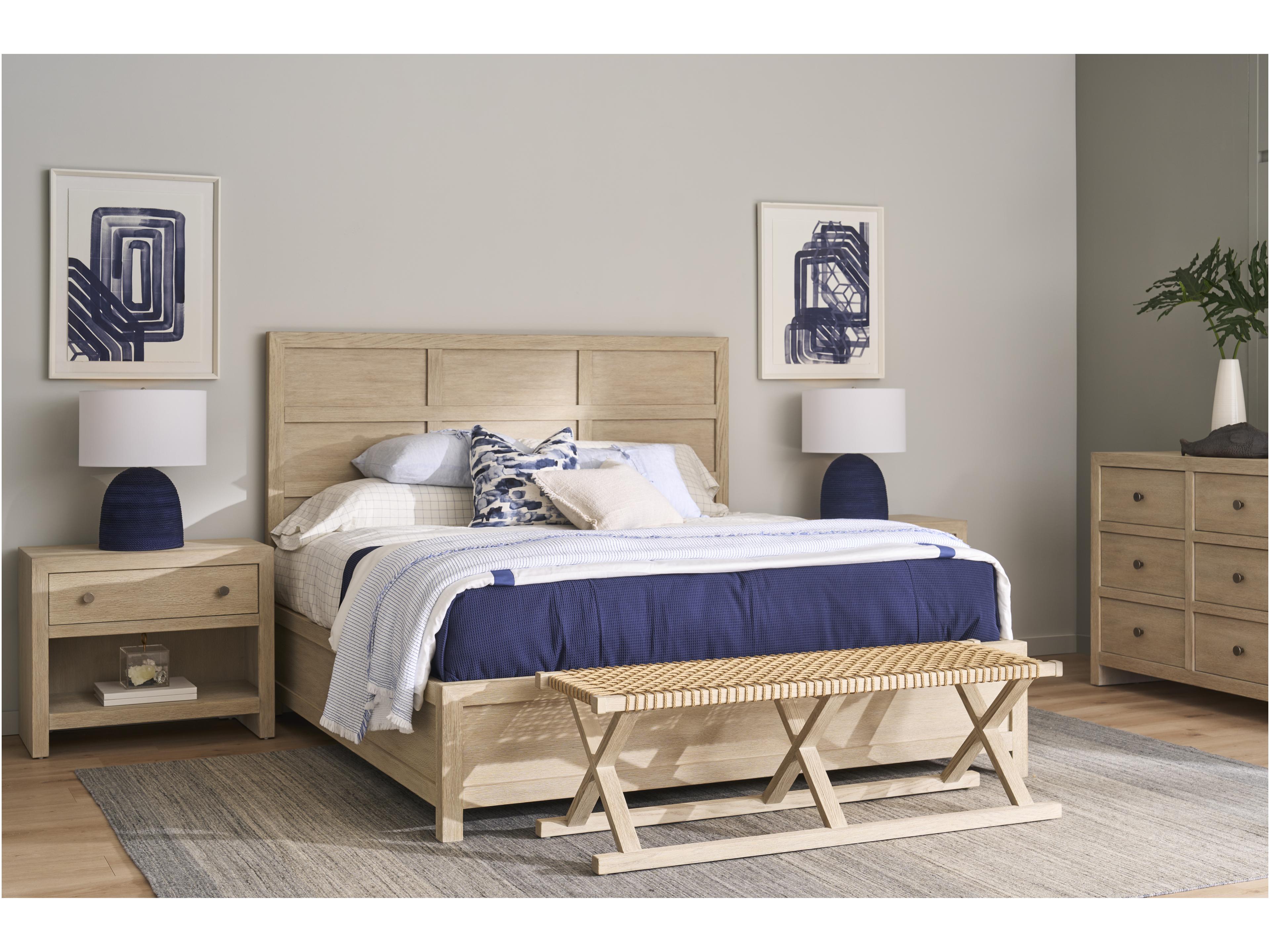 Coastal Living Home Oasis Natural Oak Wood King Panel Bed