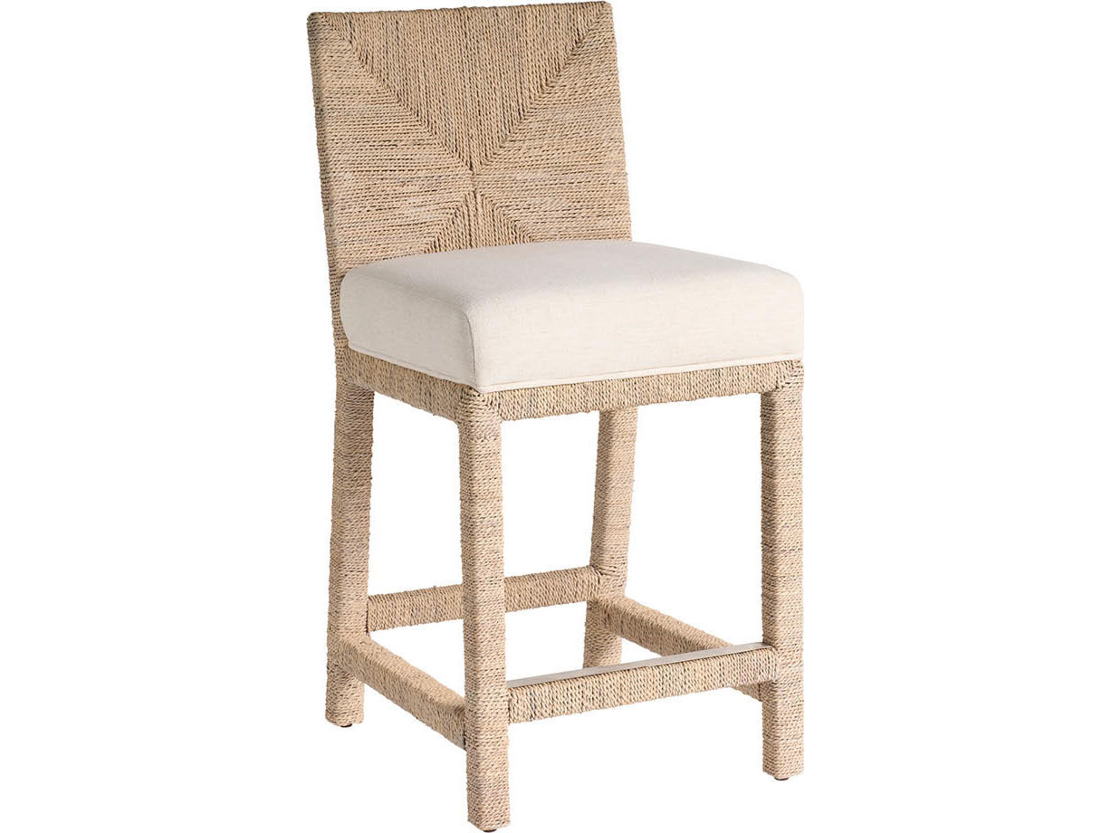 Oasis Dockside Natural Tan Oak Upholstered Abaca Wood Counter Stool