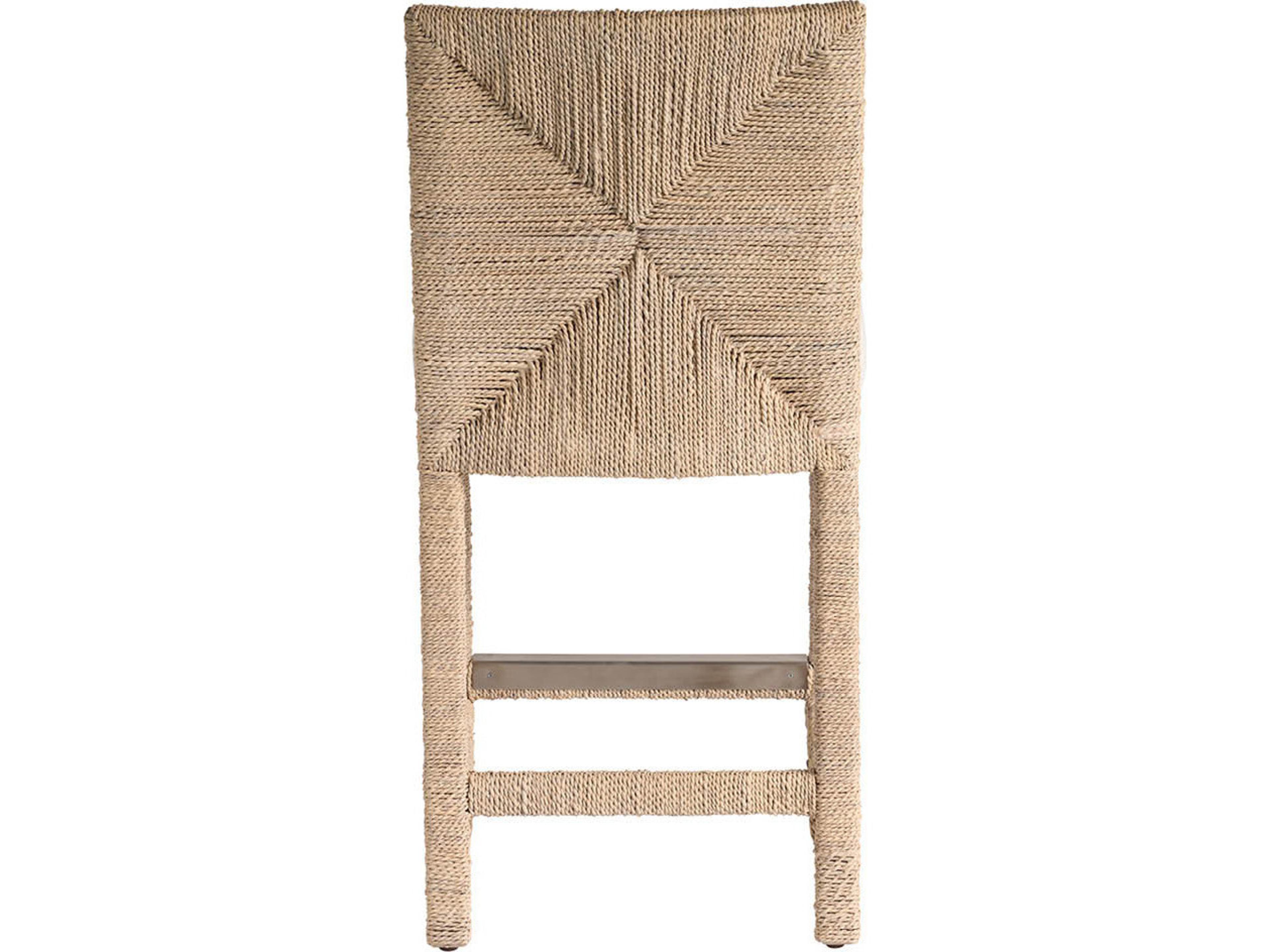 Coastal Living Home Oasis Dockside Natural Tan Oak Upholstered Abaca Wood Counter Stool