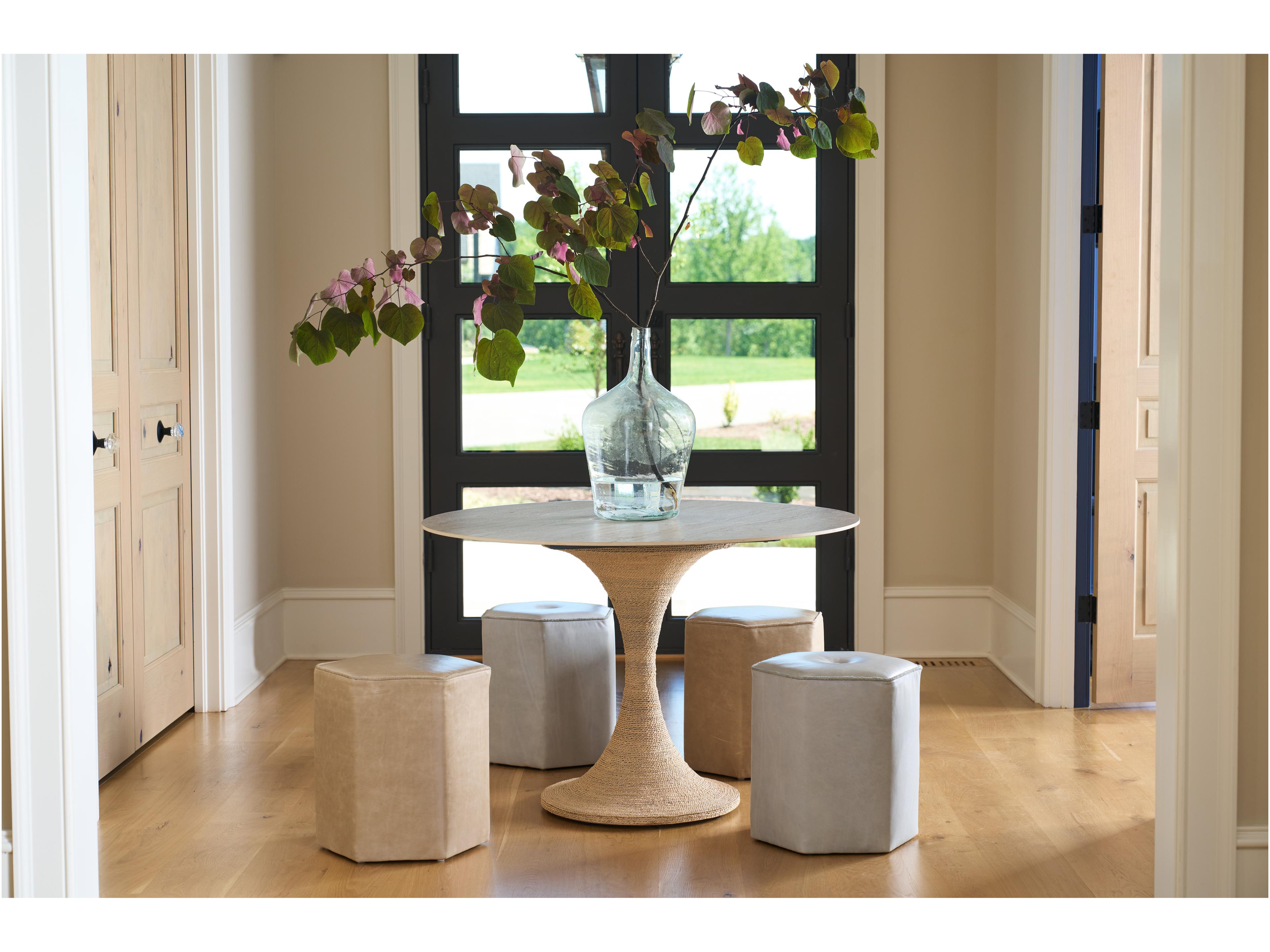 Coastal Living Home Oasis Round Stone Natual And Travertine Dining Table