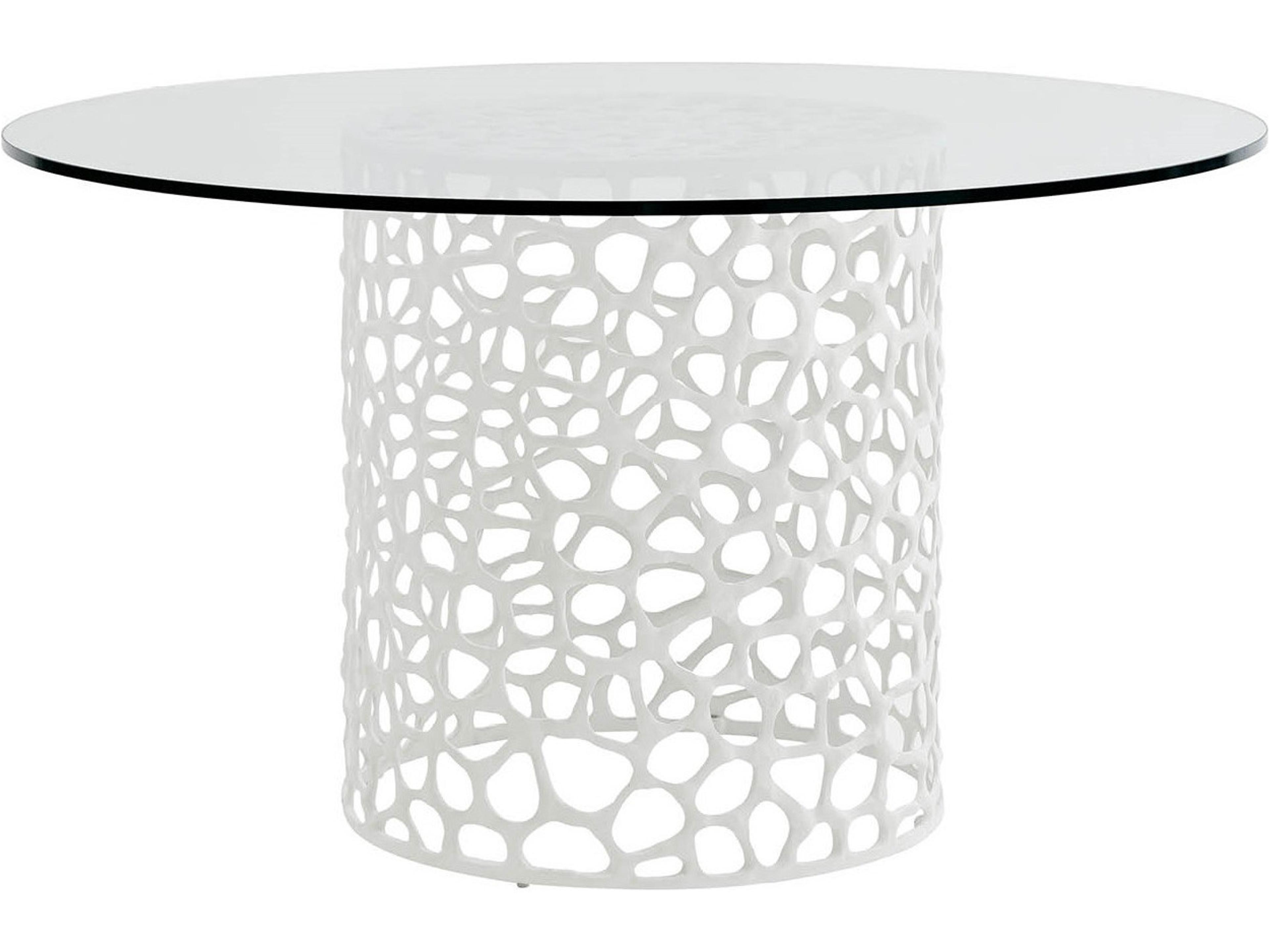 Oasis Round Glass White Dining Table