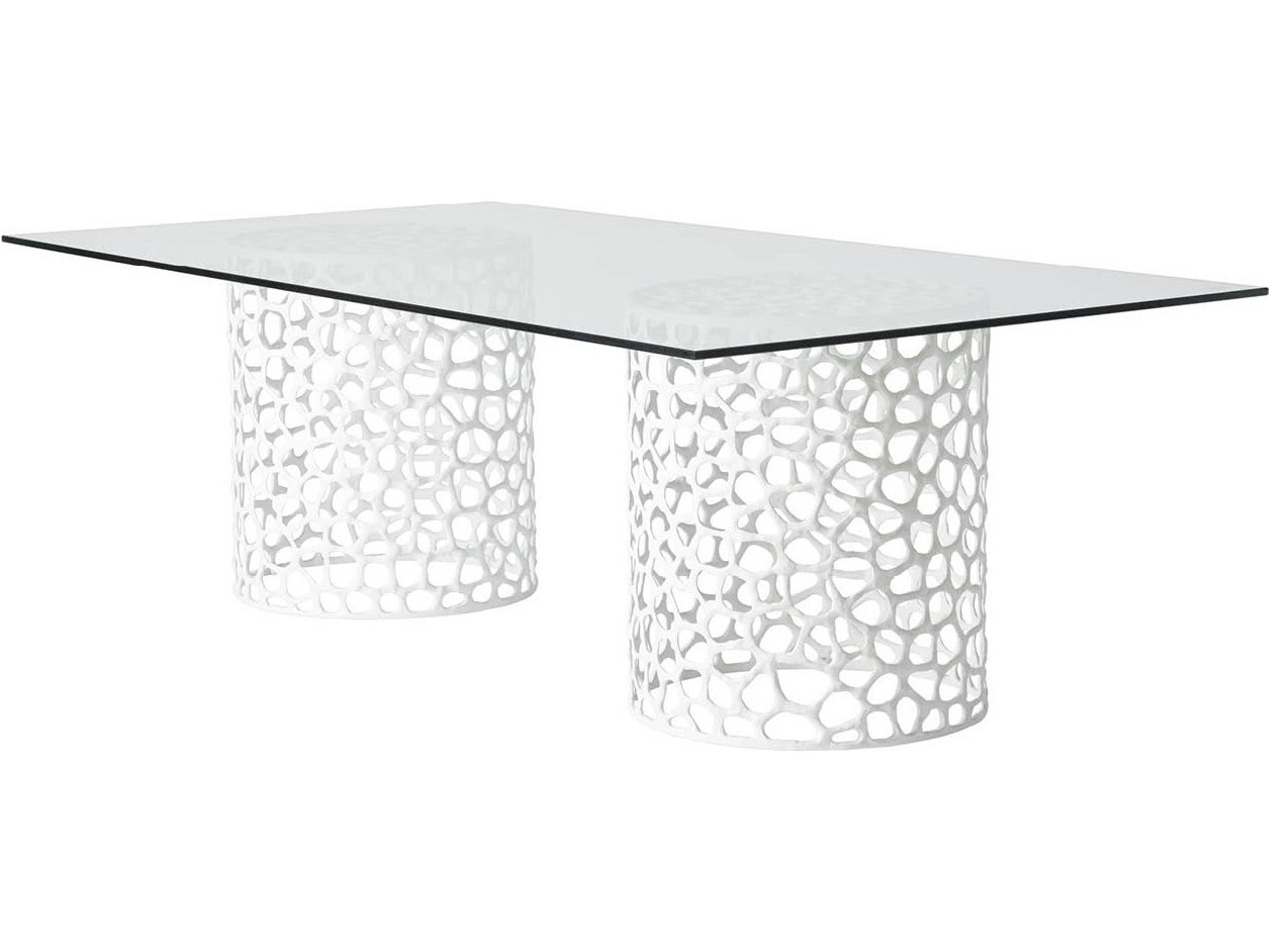 Oasis Rectangular Glass White Dining Table