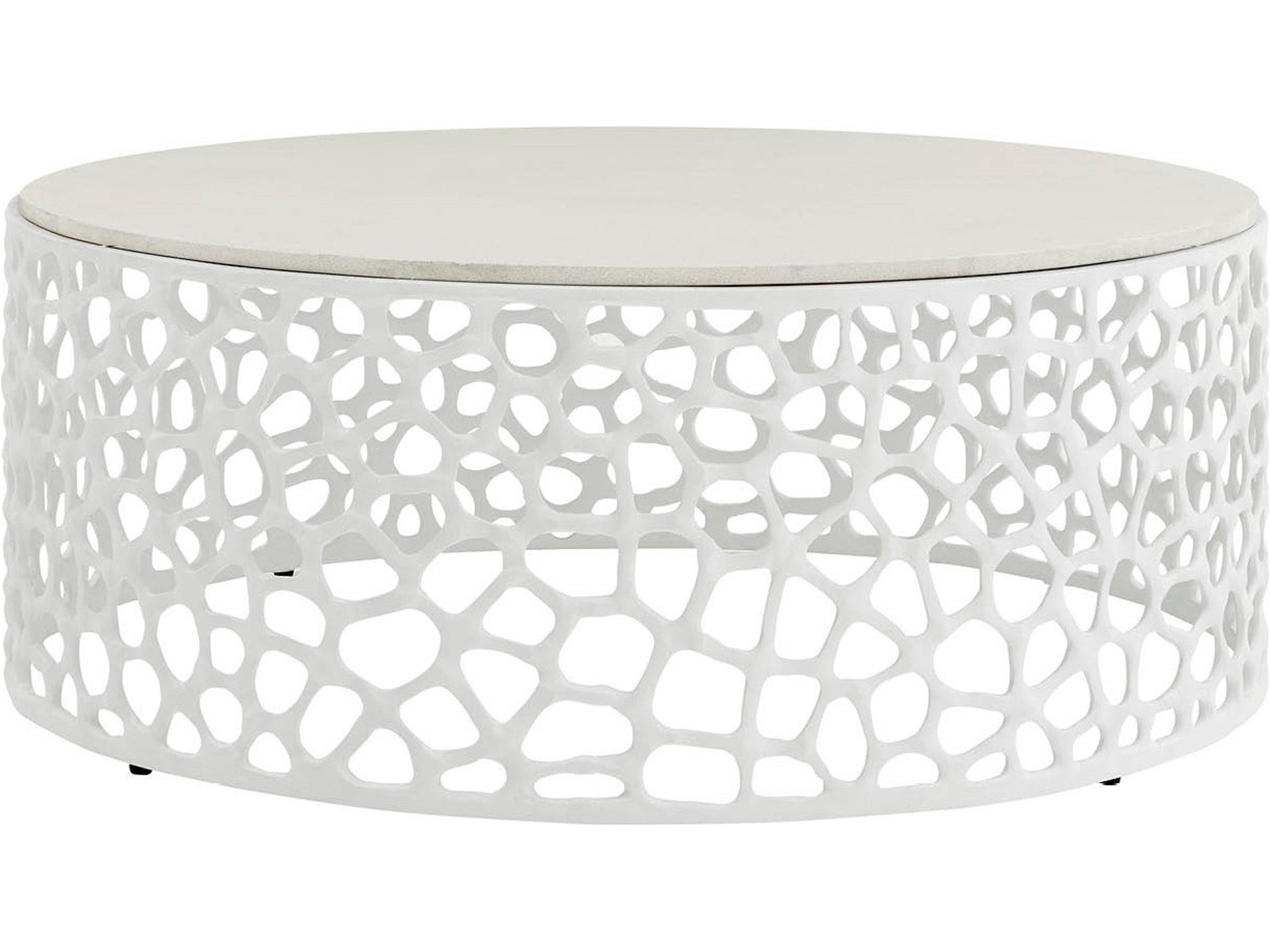 Oasis Round Stone White Coffee Table