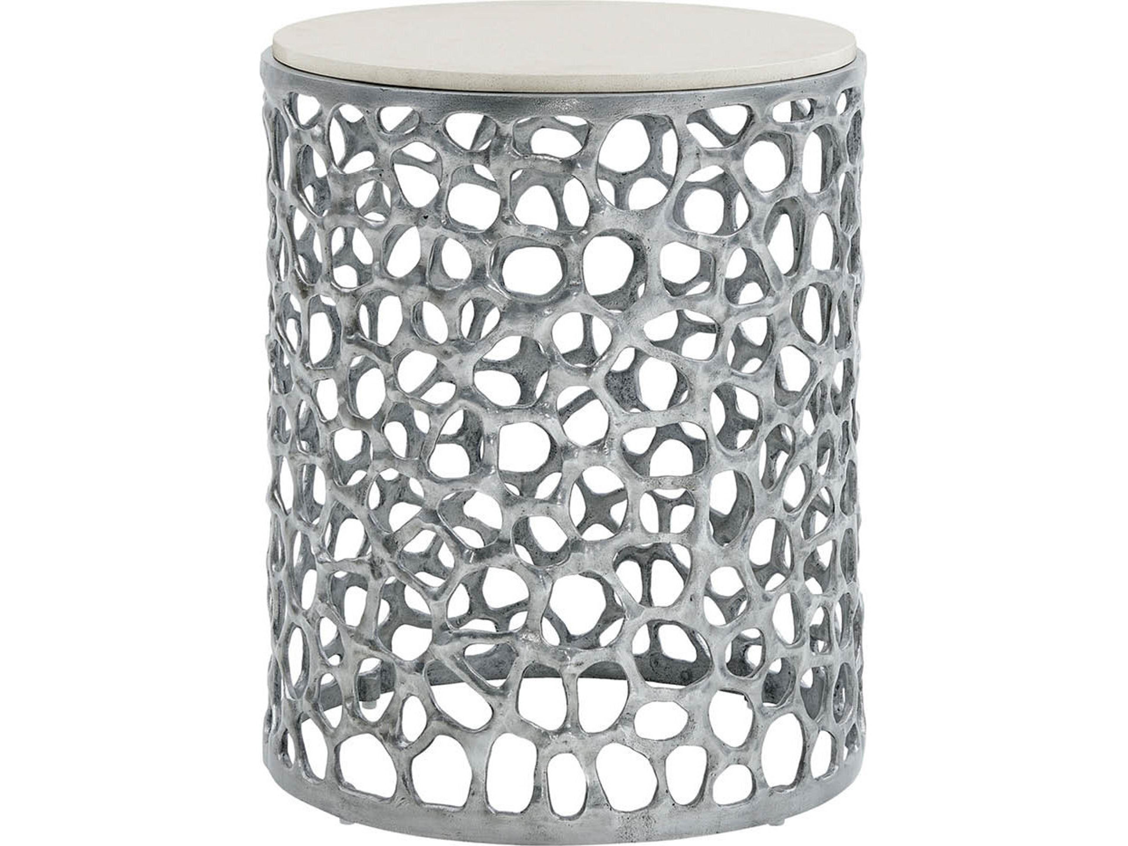 Oasis Round Stone Gray End Table