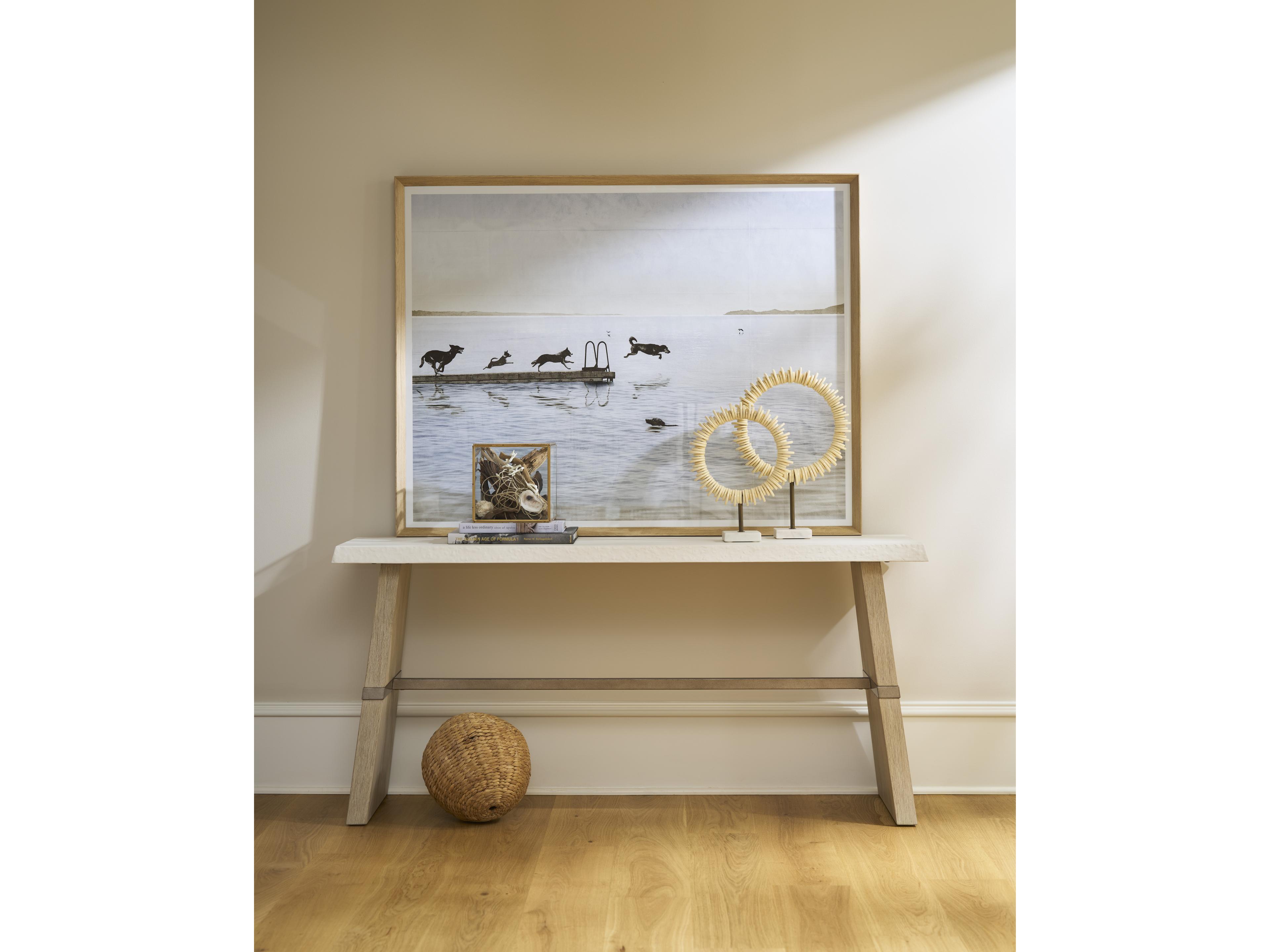 Coastal Living Home Oasis Rectangular Wood Dockside Tan Console Table