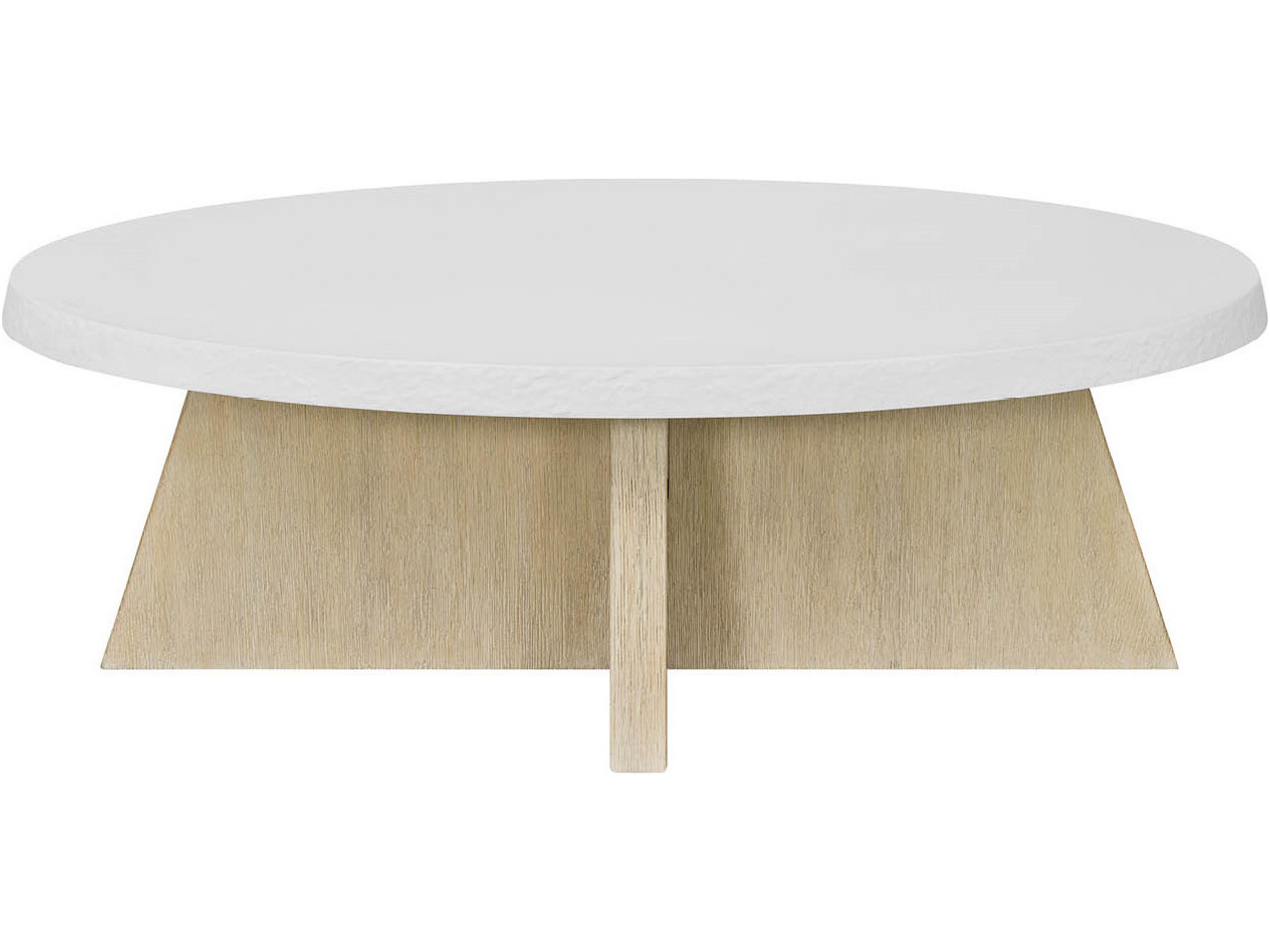 Coastal Living Home Oasis Oval Wood Dockside Tan And Shoreline White Coffee Table