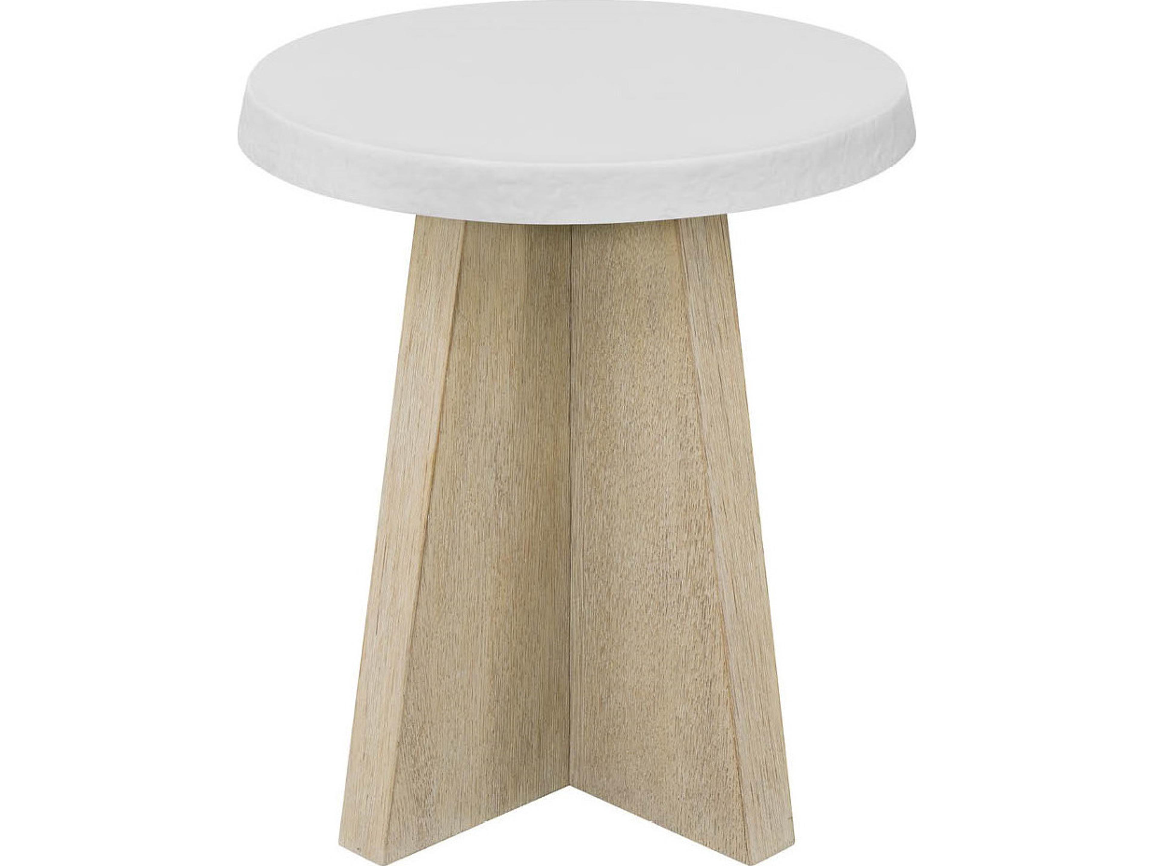 Oasis Round Wood Dockside Tan And Shoreline White End Table