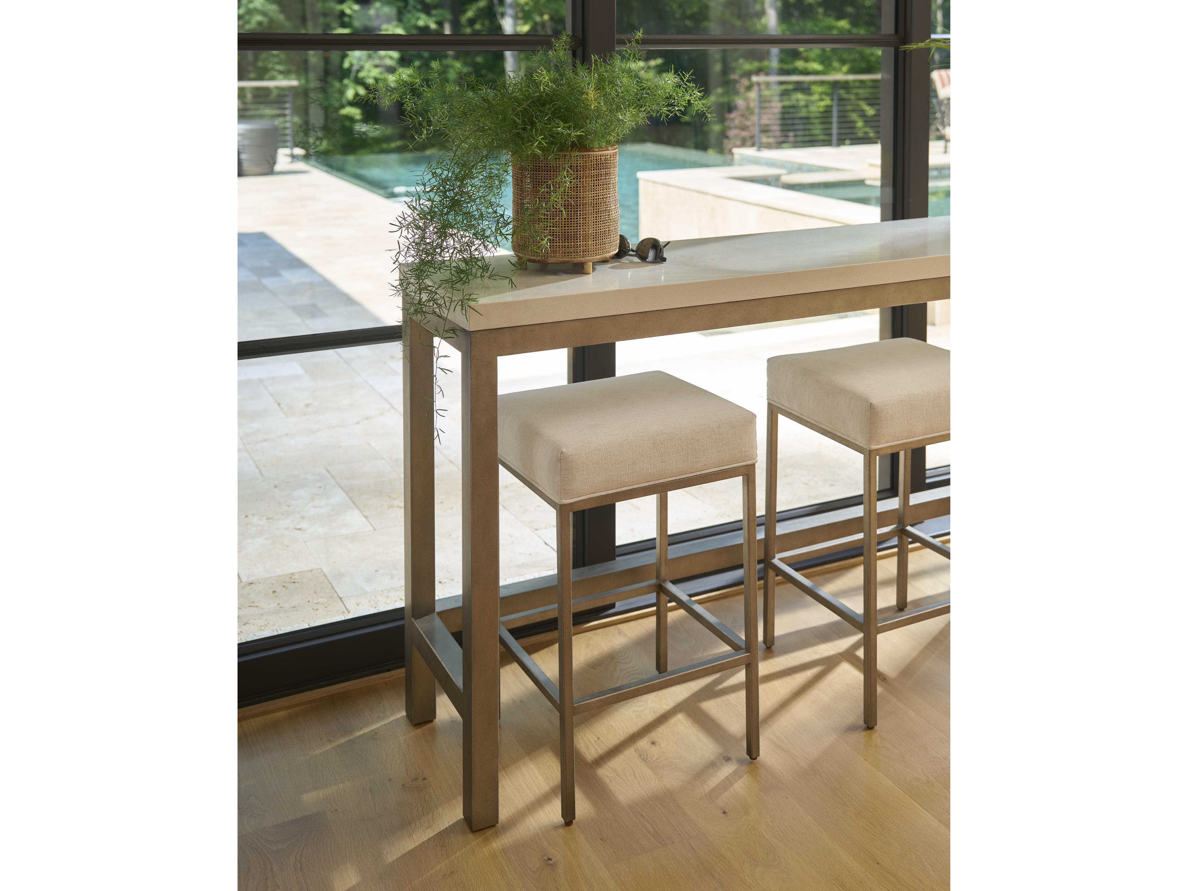 Coastal Living Home Oasis Dockside Natural Tan Oak Upholstered Counter Stool