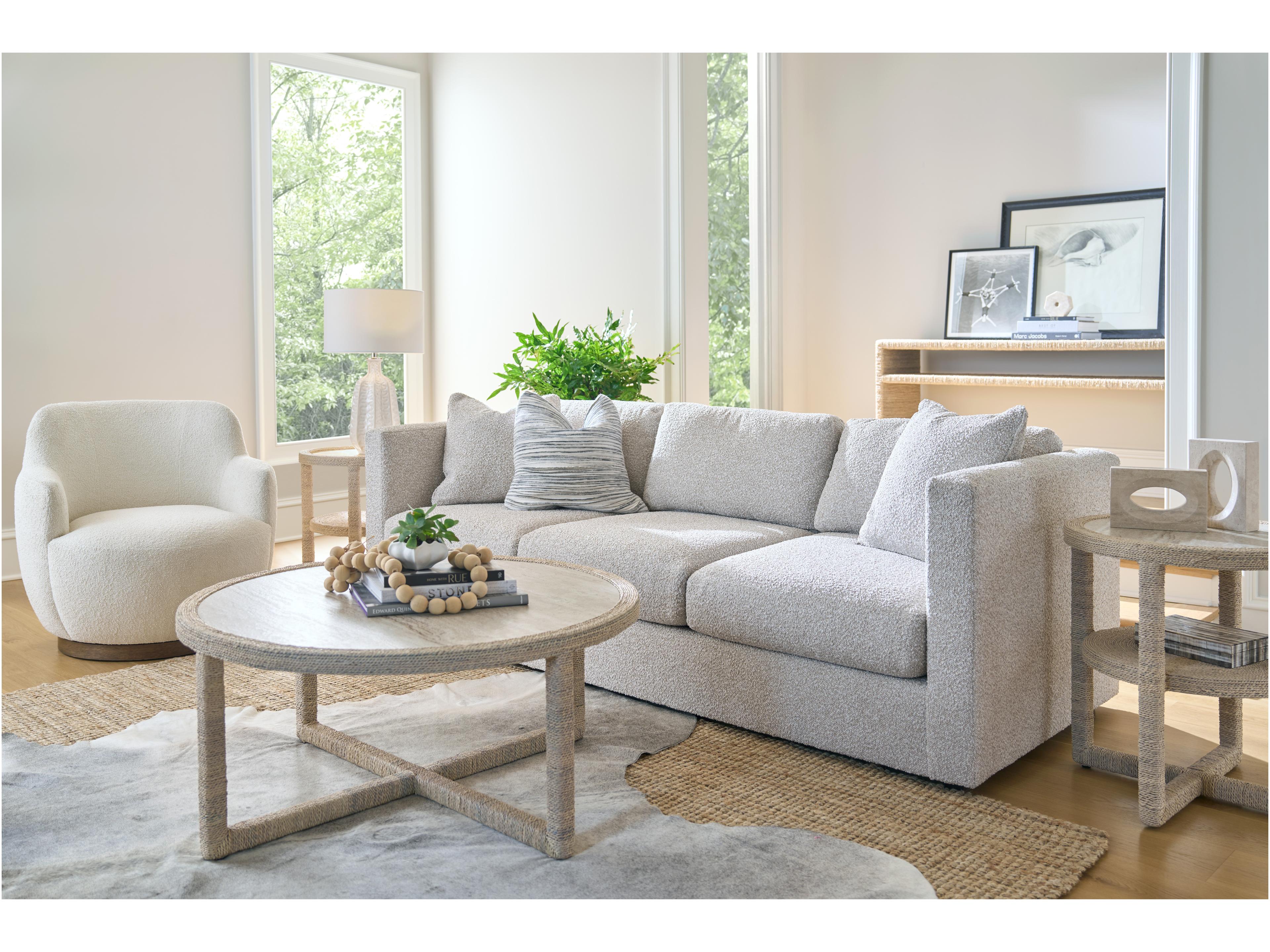 Coastal Living Home Oasis Round Stone Natural Tan End Table