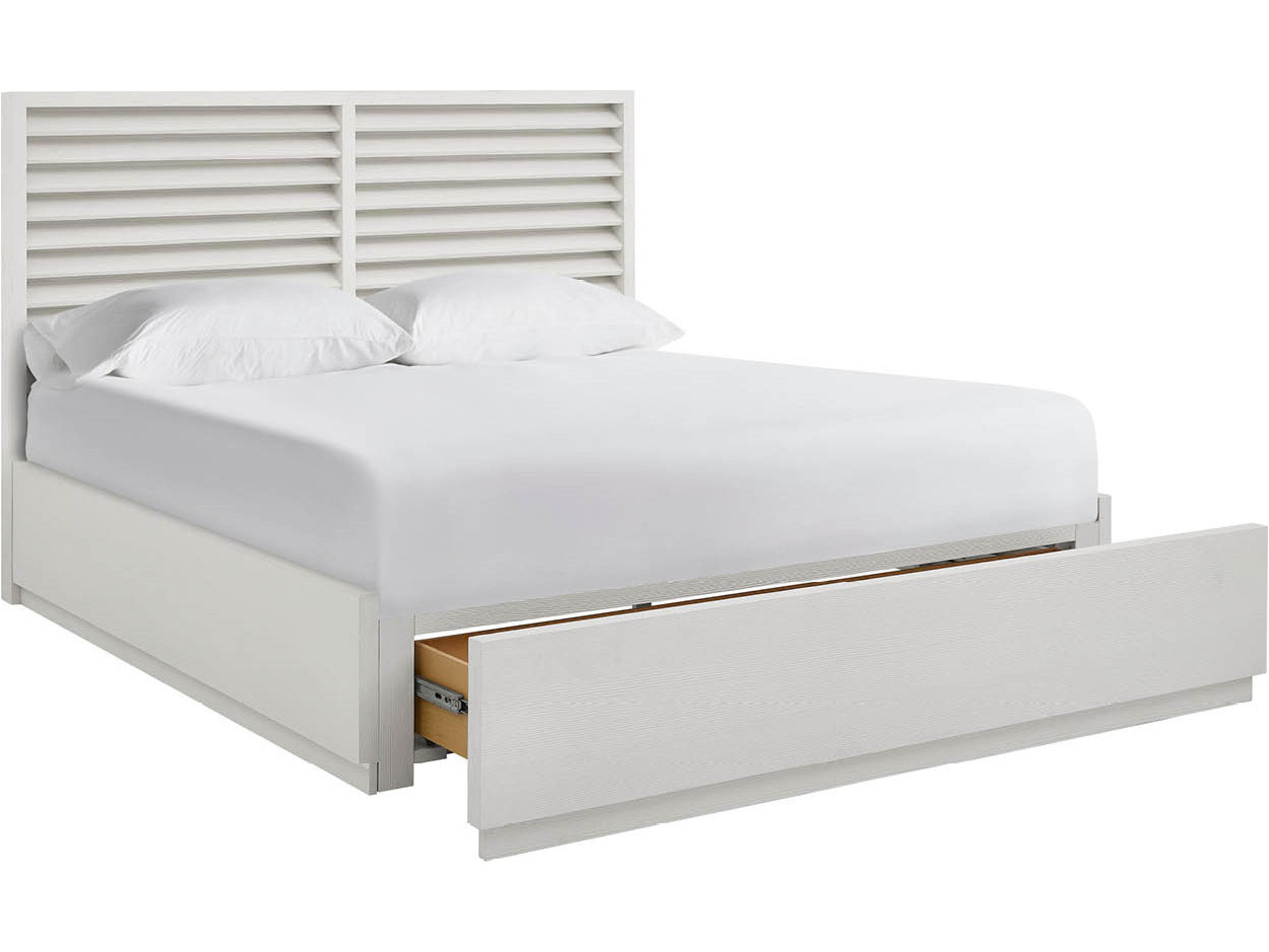 Coastal Living Home Oasis White Pine Wood King Panel Bed With Storage