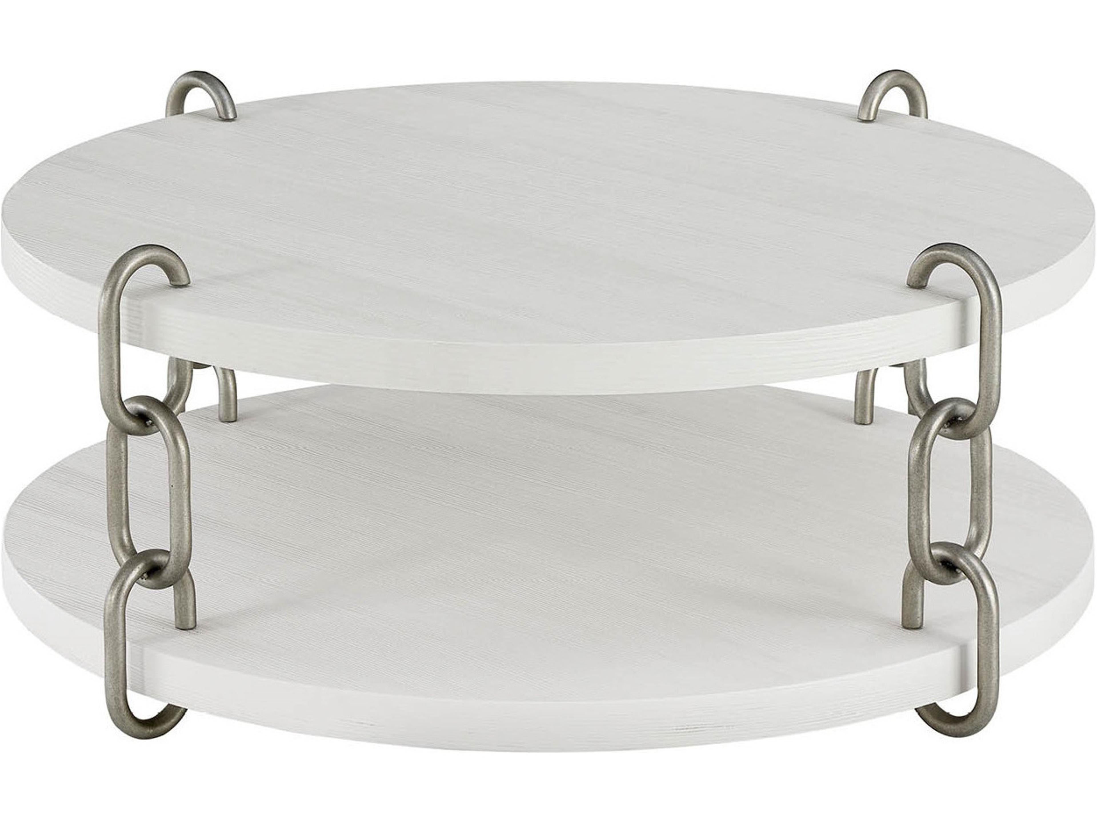 Coastal Living Home Oasis Round Wood Shoreline White Coffee Table