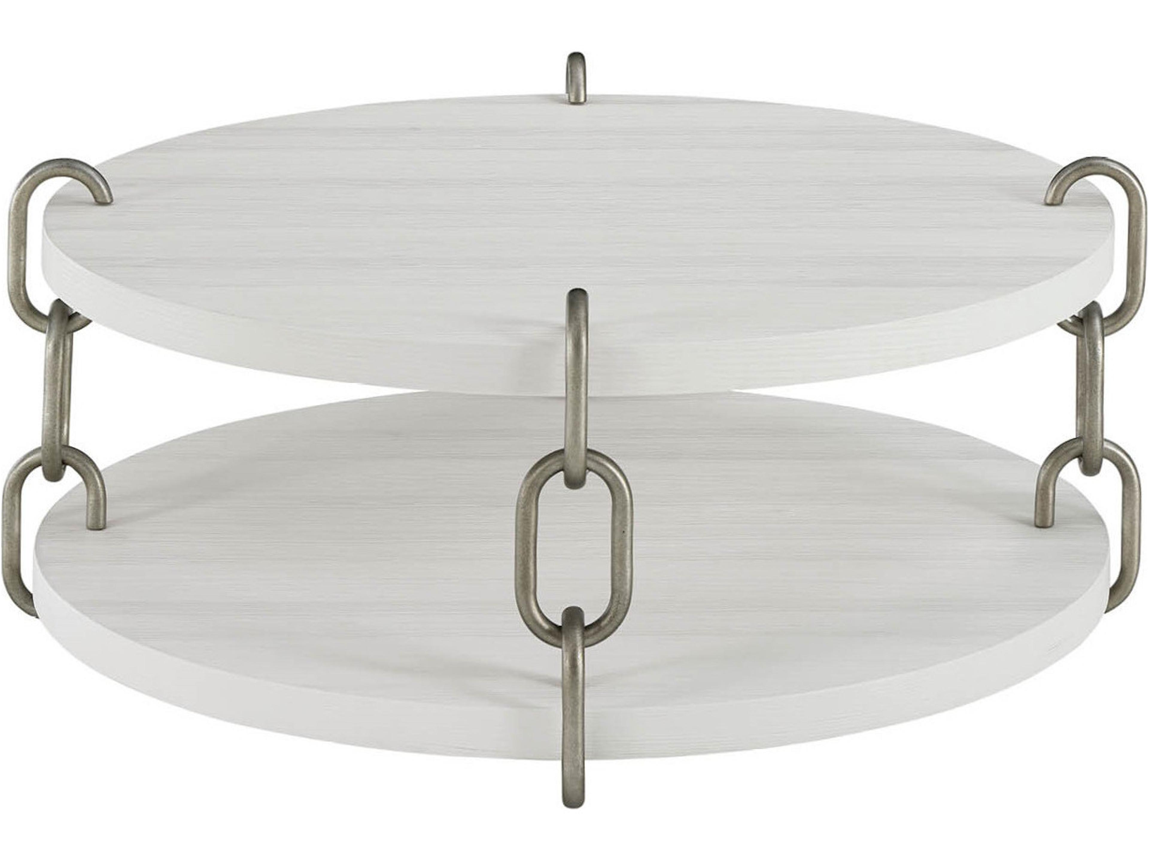 Oasis Round Wood Shoreline White Coffee Table