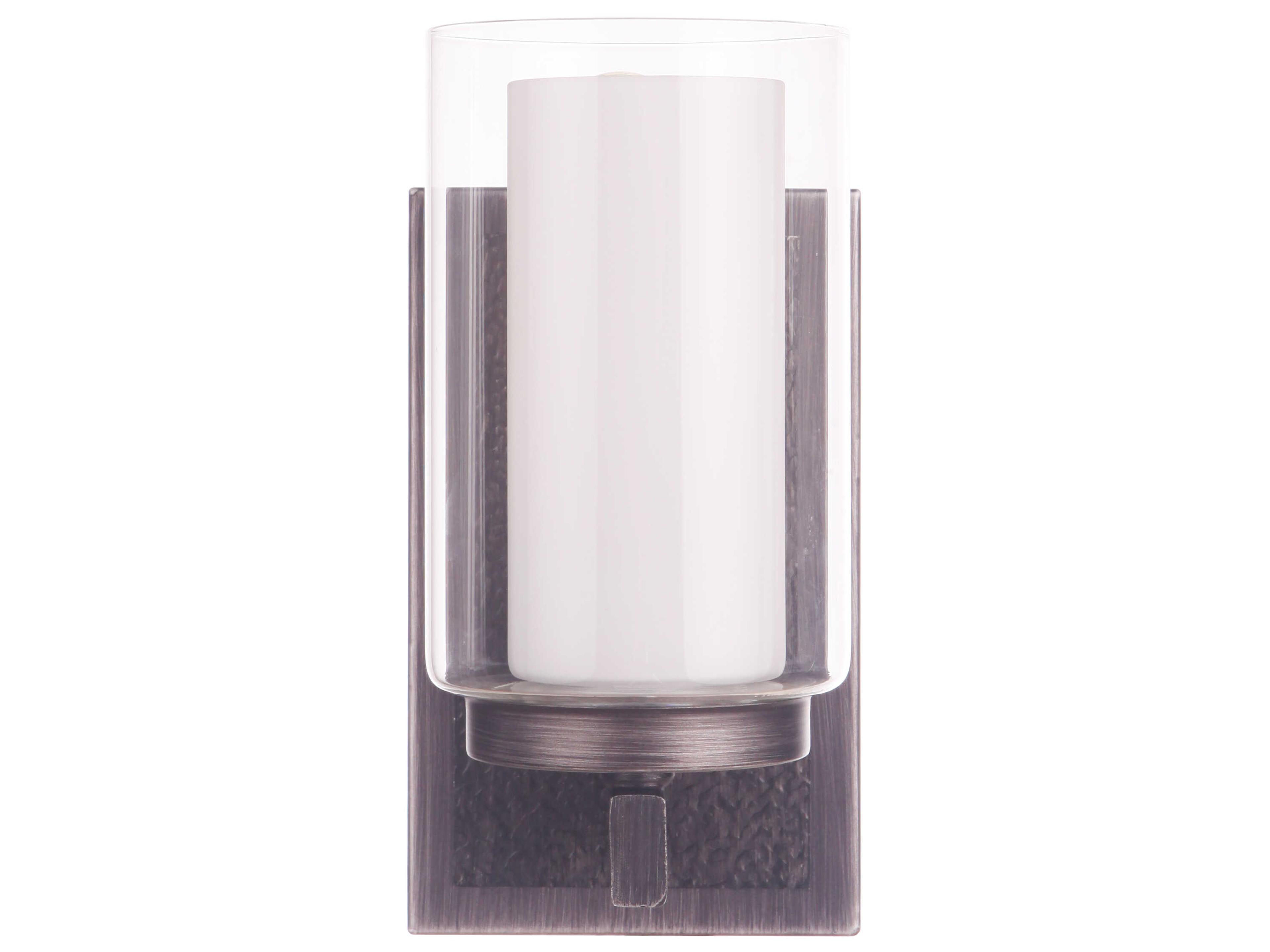 Texture 1-Light Natural Iron Vintage Gray Glass Wall Sconce