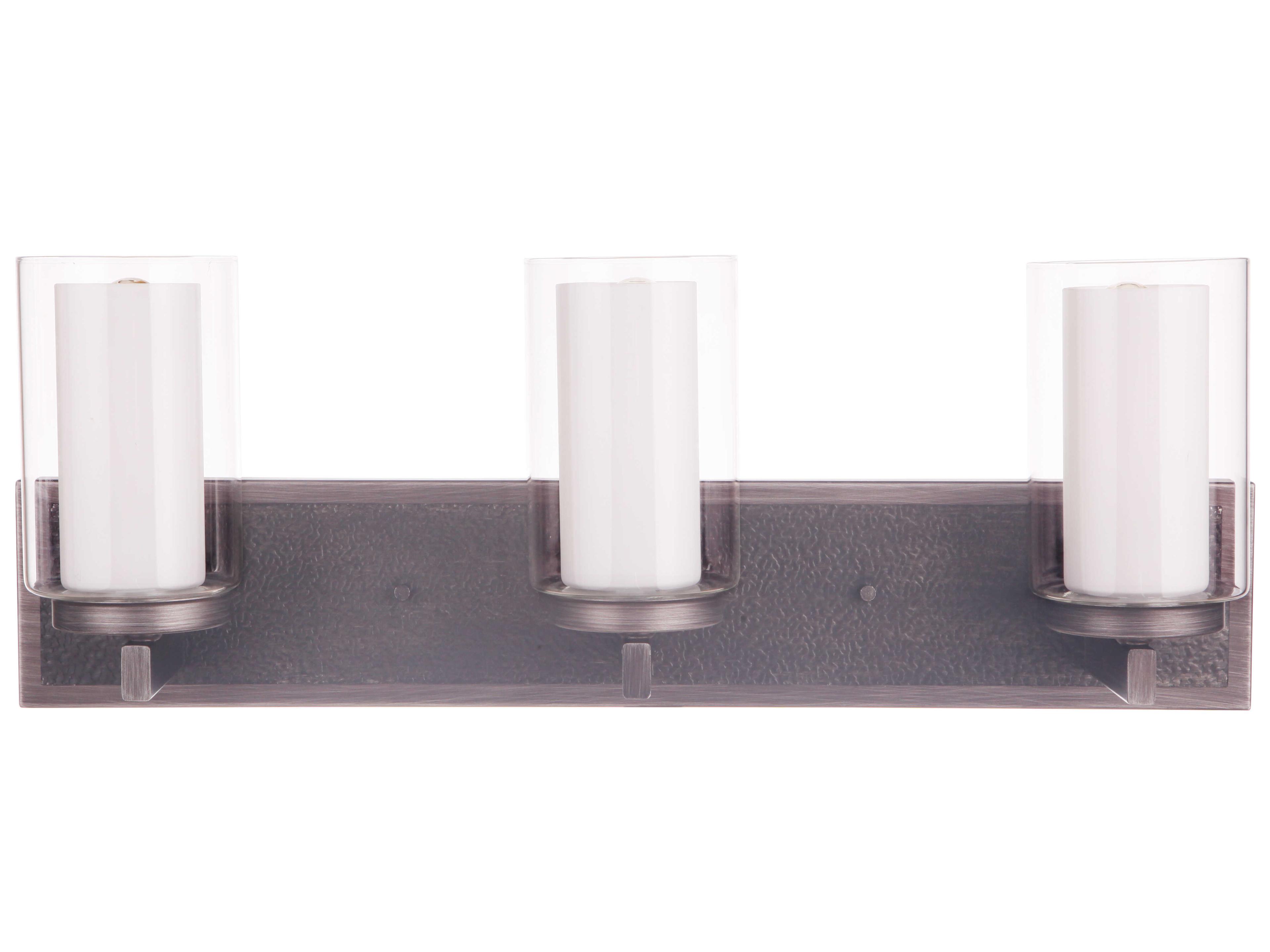 Texture 3-Light Natural Iron Vintage Gray Glass Vanity Light