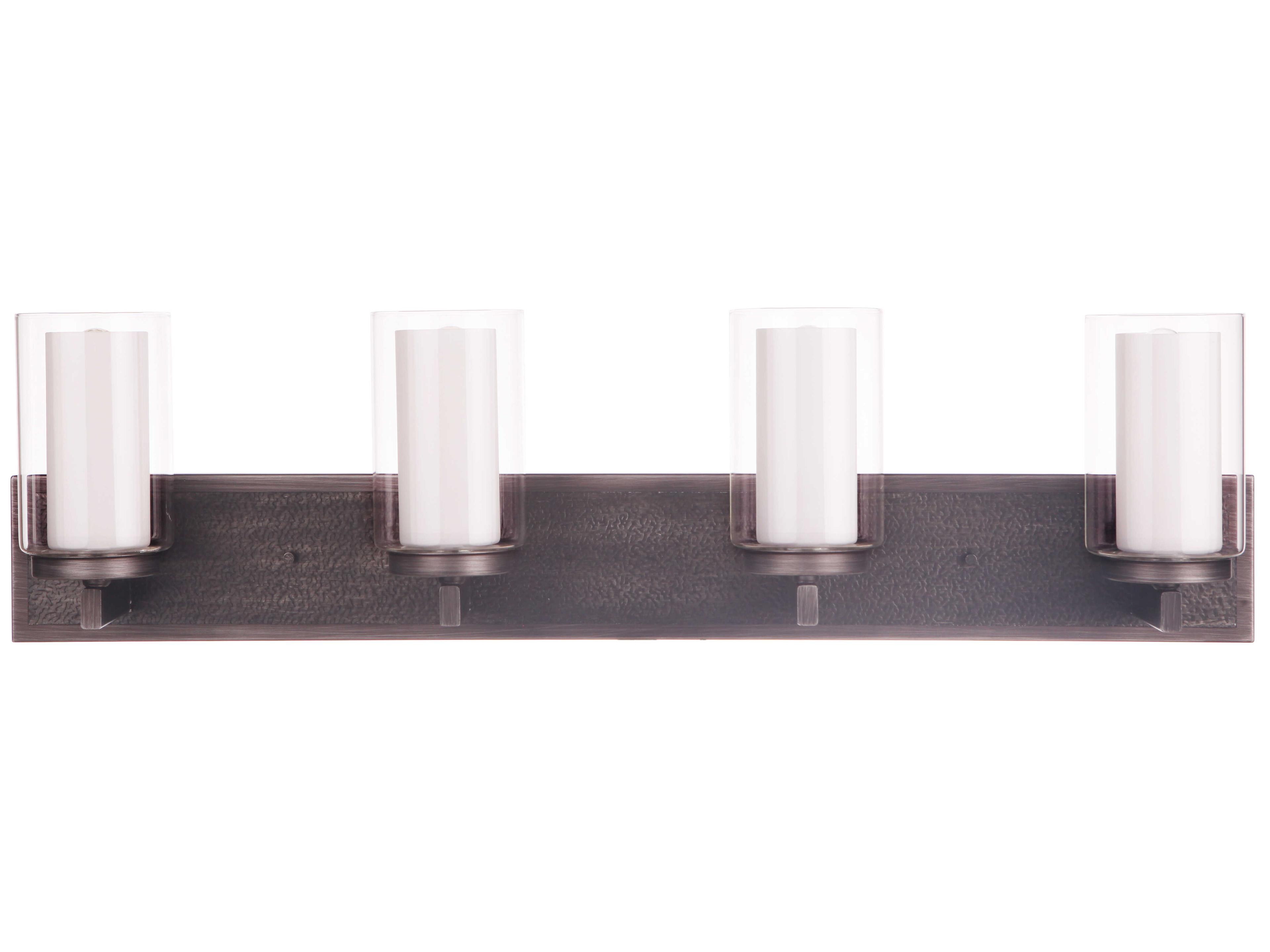 Texture 4-Light Natural Iron Vintage Gray Glass Vanity Light