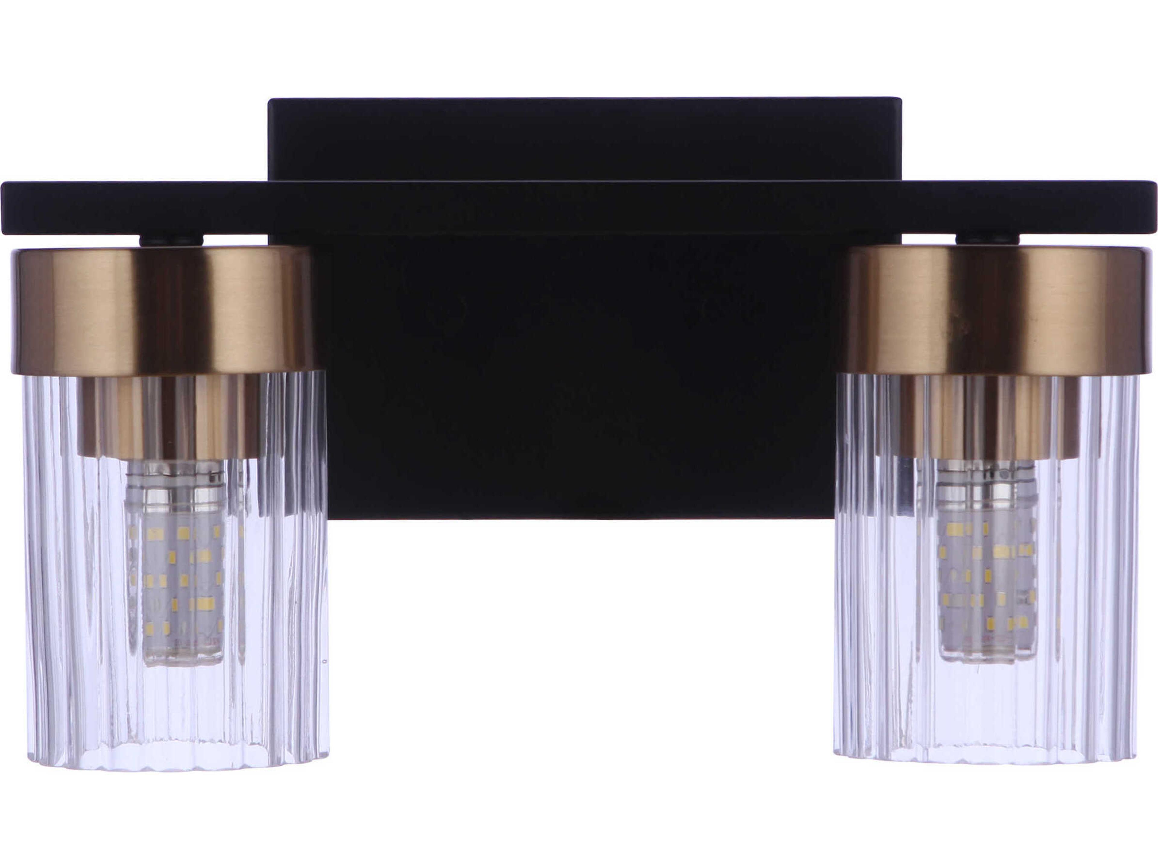 Bond Street 2-Light Flat Black Satin Brass Vanity Light
