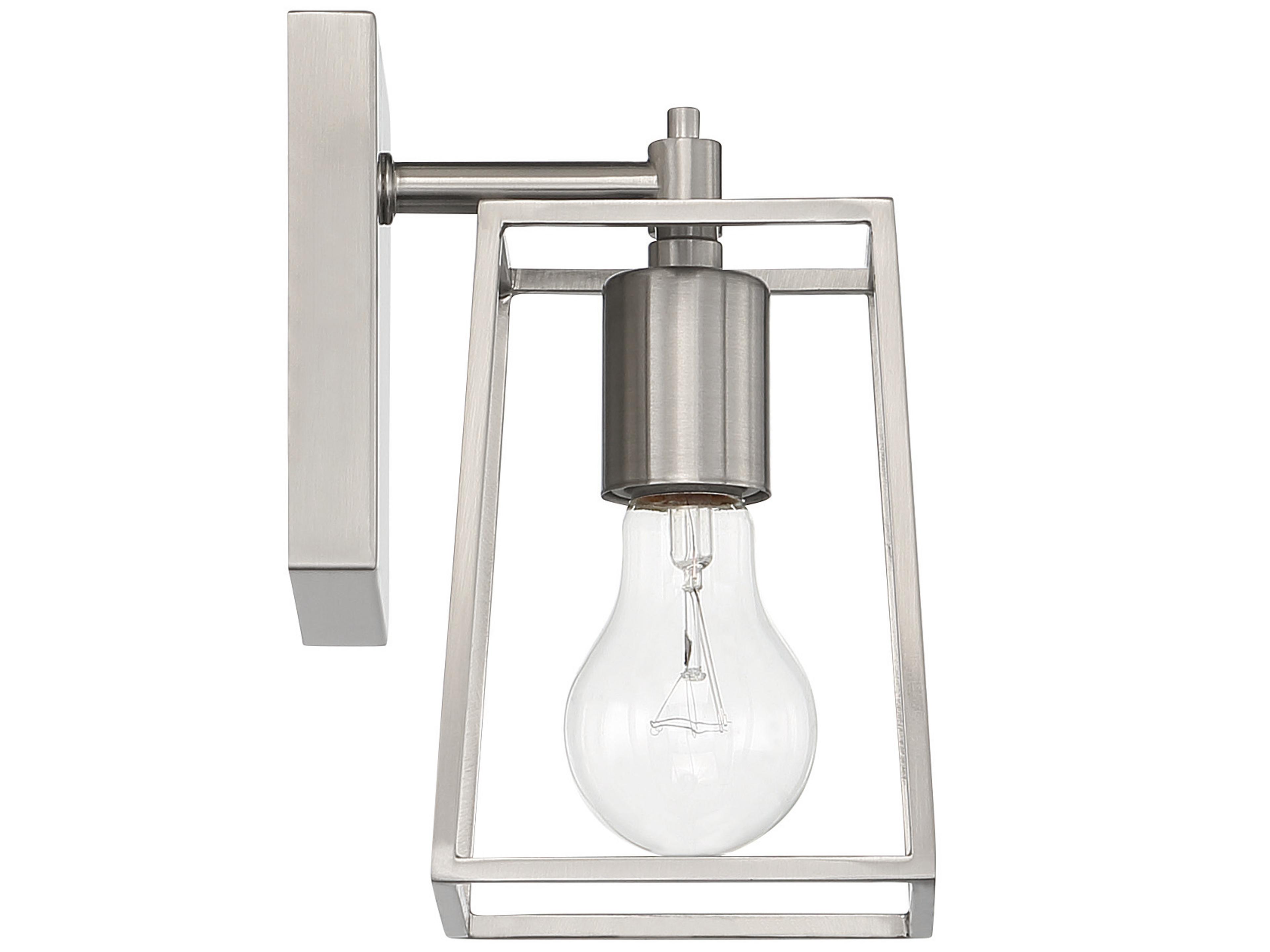 Craftmade Dunn 1-Light Brushed Polished Nickel Glass Vanity Light