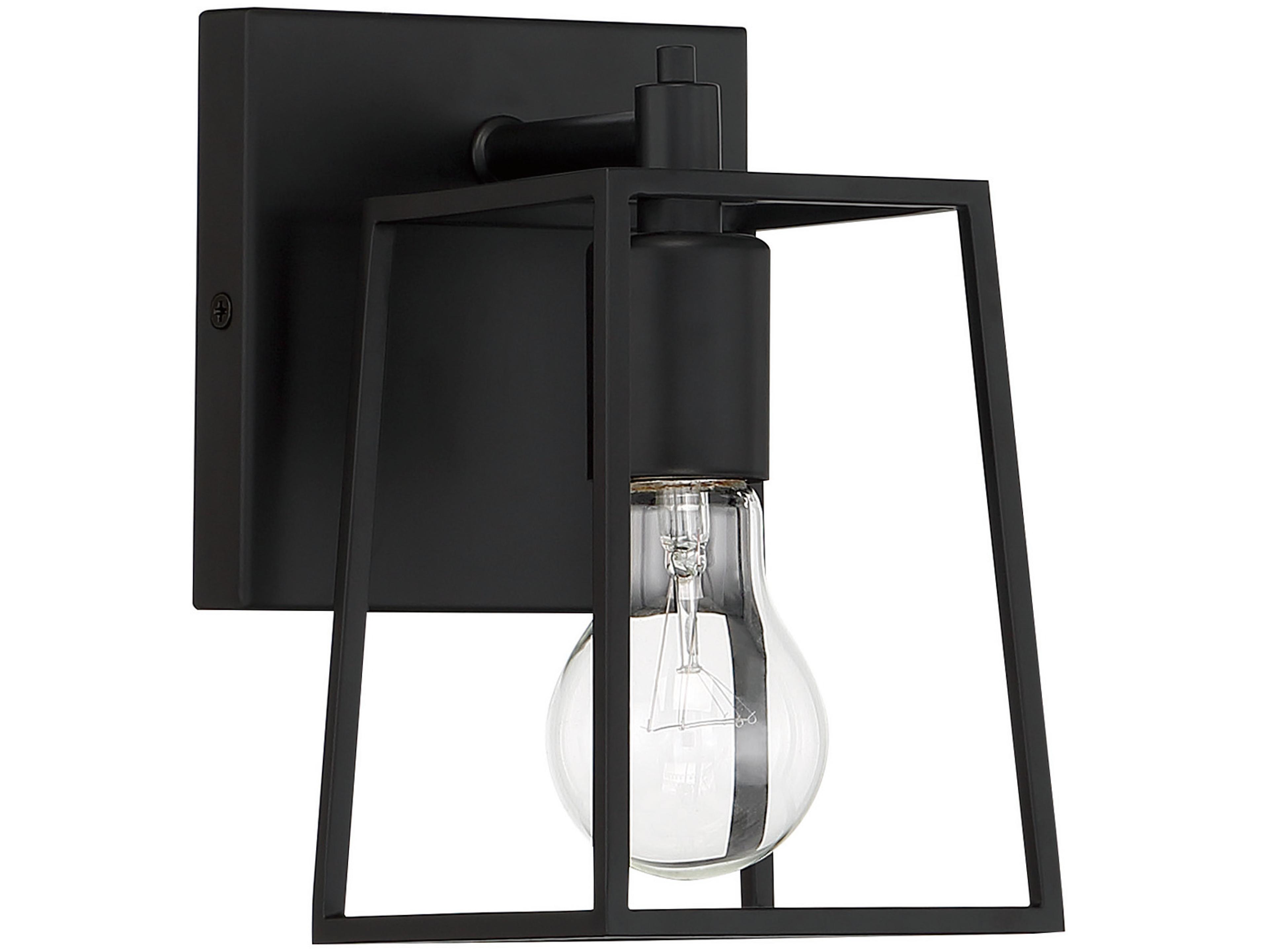 Dunn 1-Light Flat Black Glass Vanity Light
