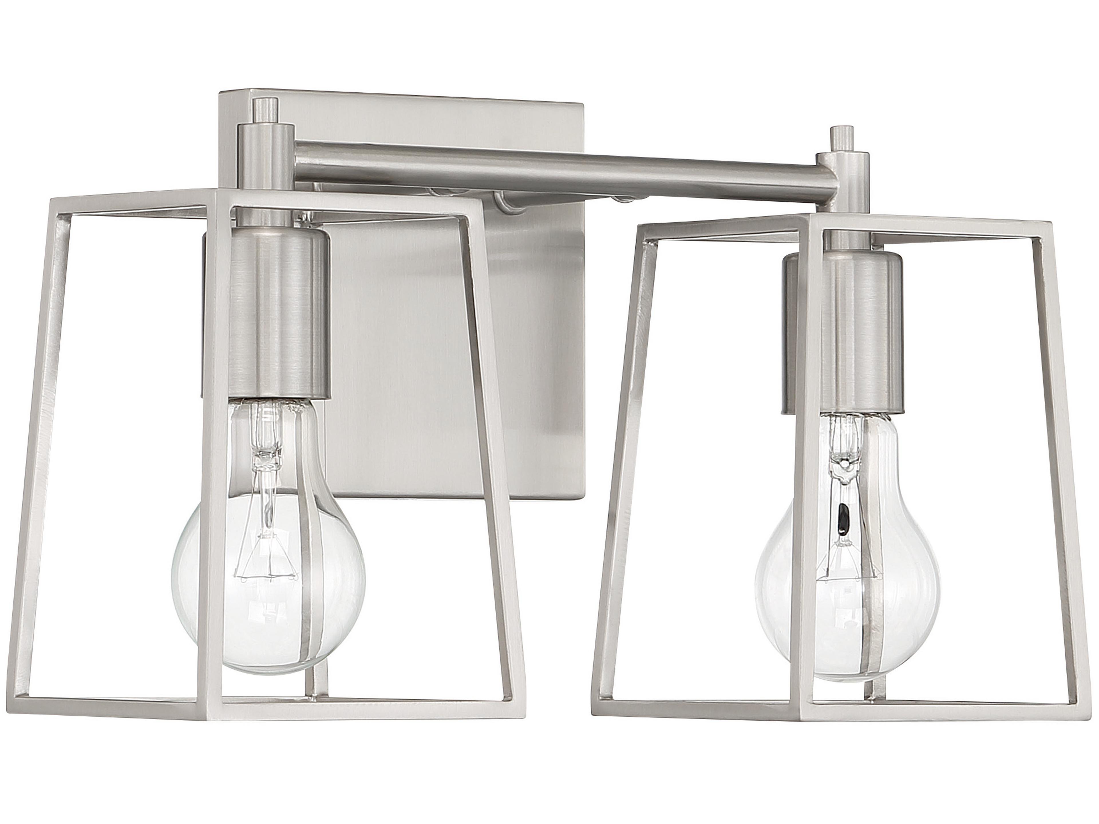 Dunn 2-Light Brushed Polished Nickel Glass Vanity Light