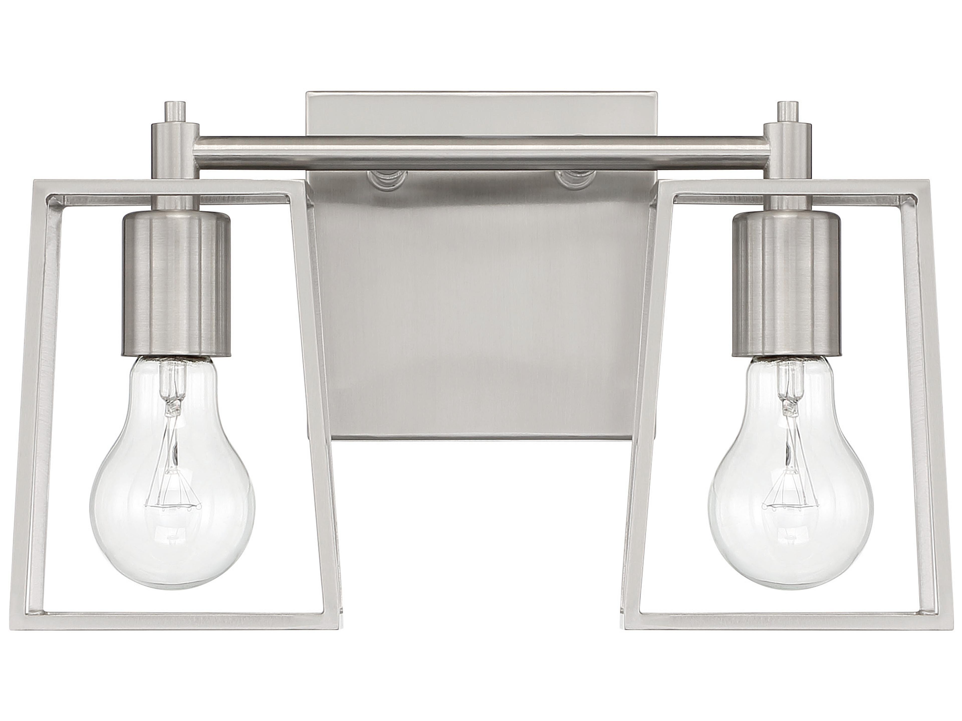 Craftmade Dunn 2-Light Brushed Polished Nickel Glass Vanity Light