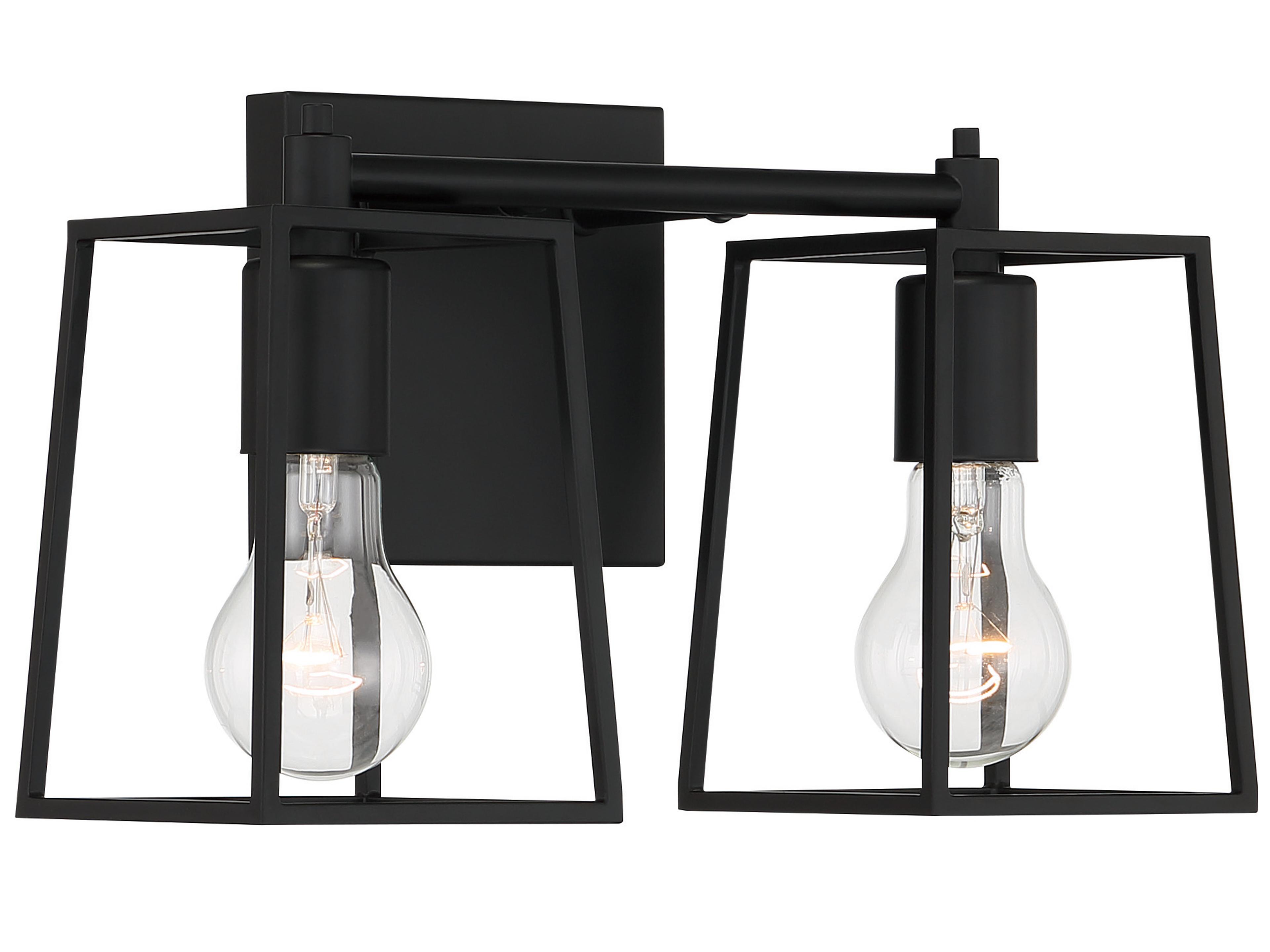 Craftmade Dunn 2-Light Flat Black Glass Vanity Light