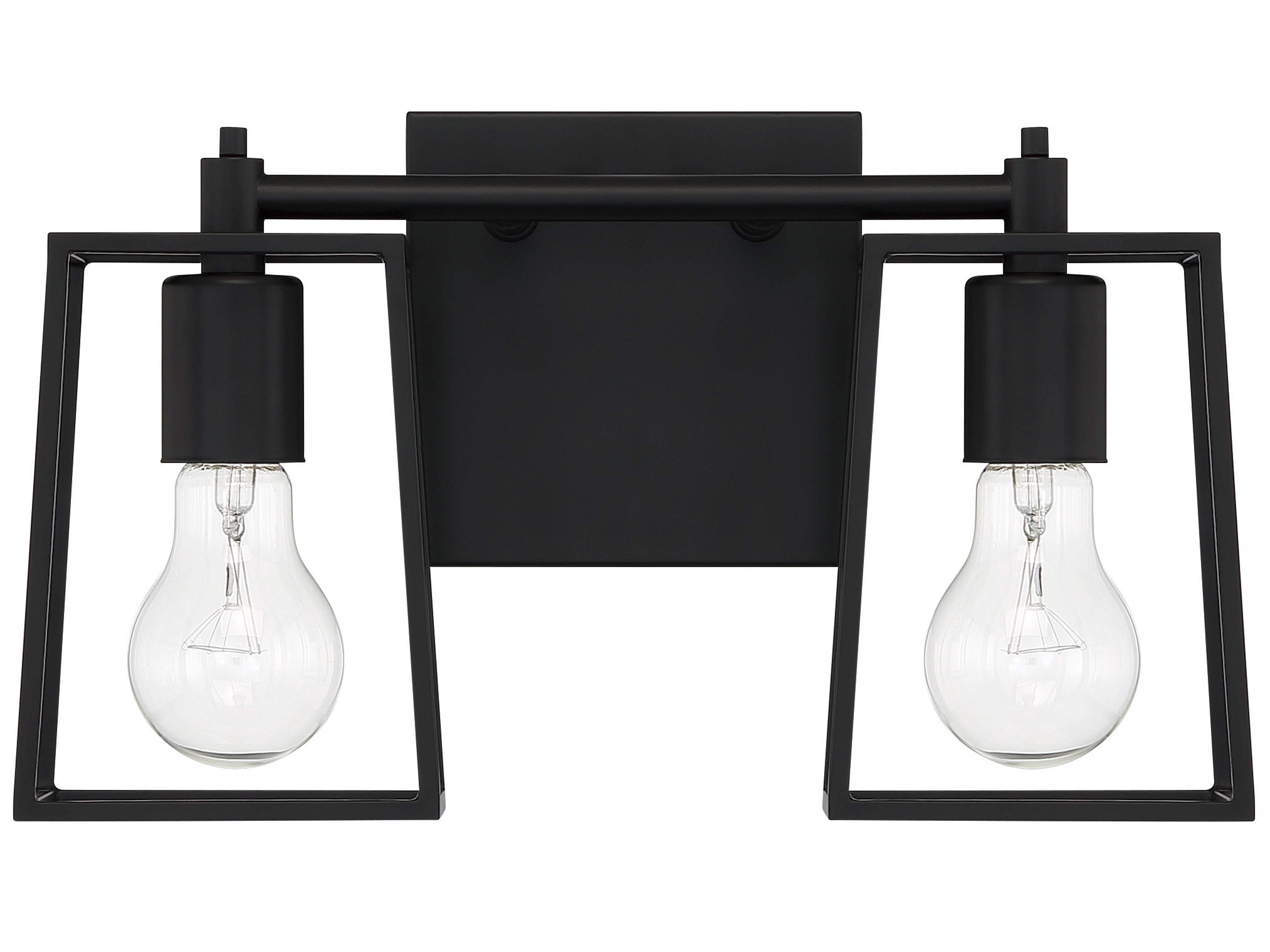 Craftmade Dunn 2-Light Flat Black Glass Vanity Light