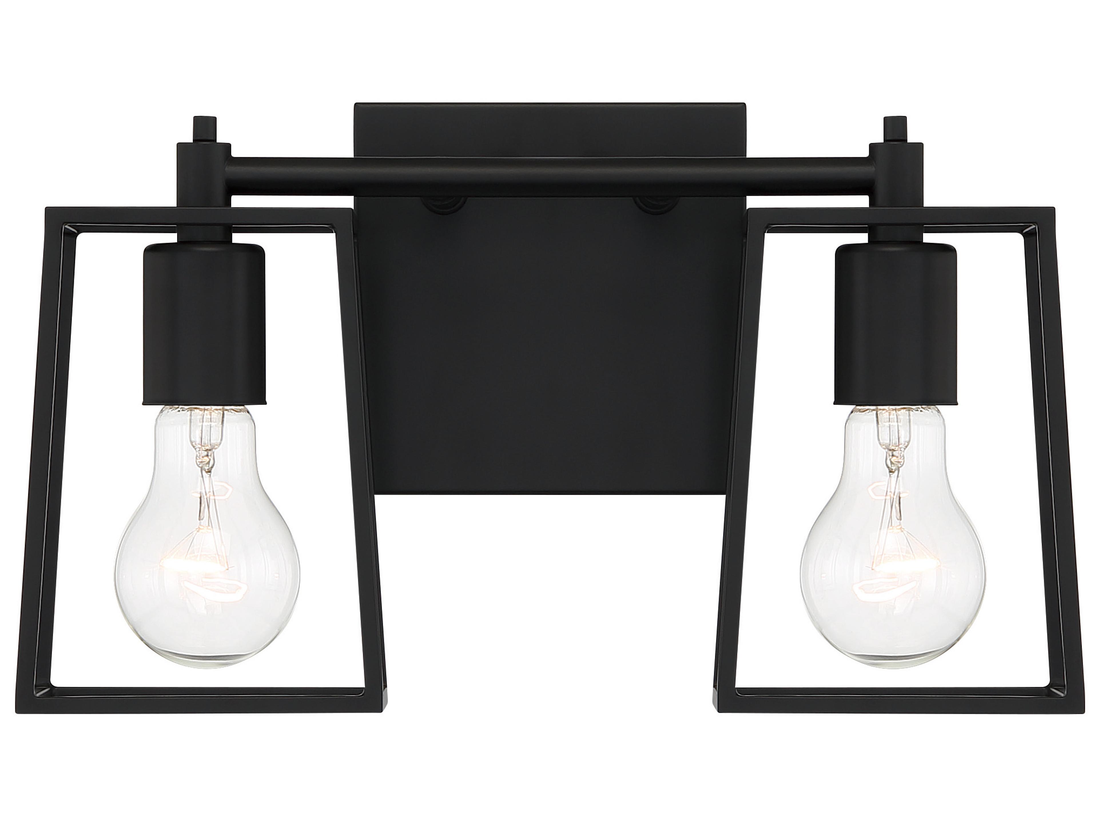 Craftmade Dunn 2-Light Flat Black Glass Vanity Light