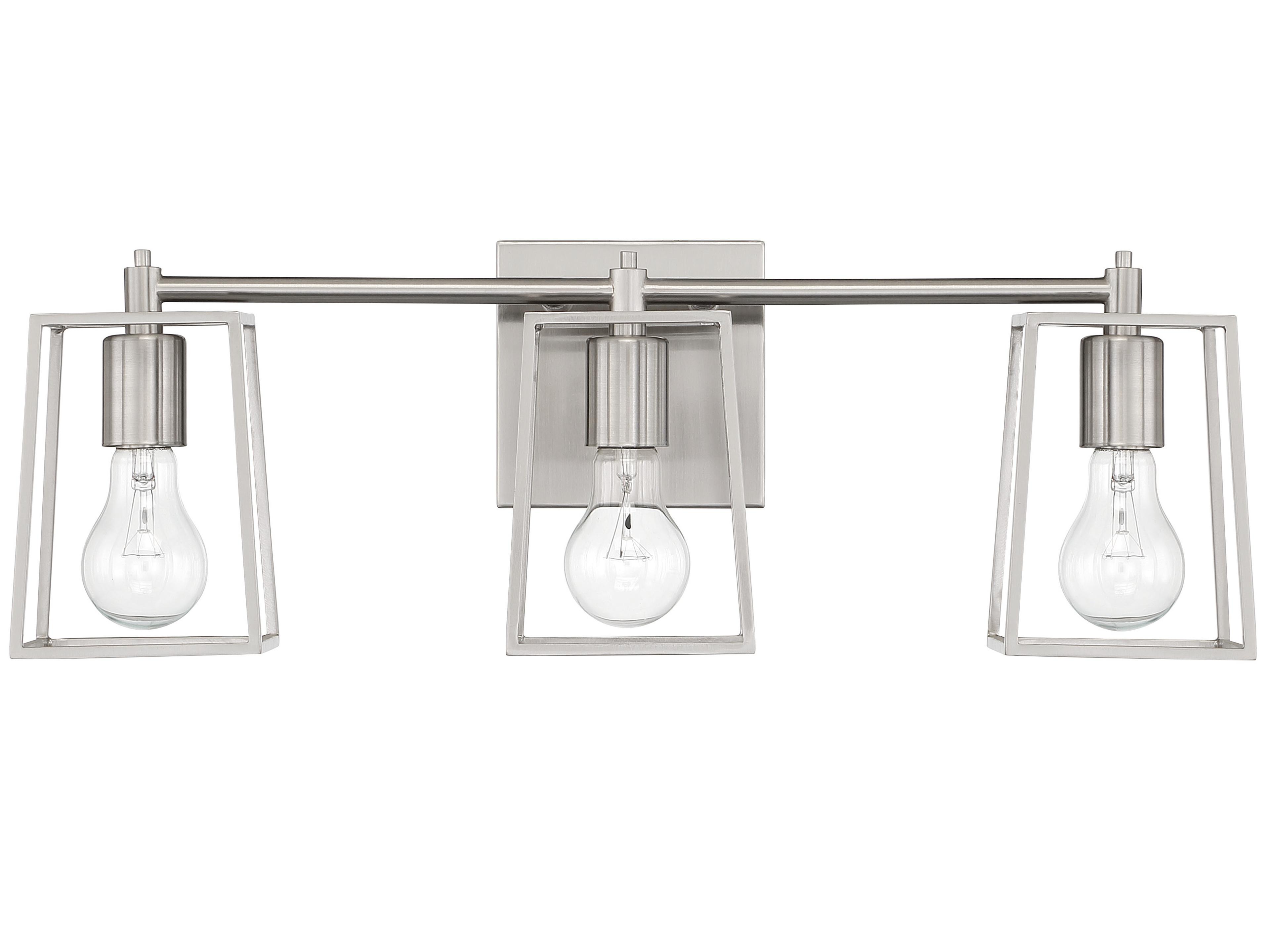 Craftmade Dunn 3-Light Brushed Polished Nickel Glass Vanity Light