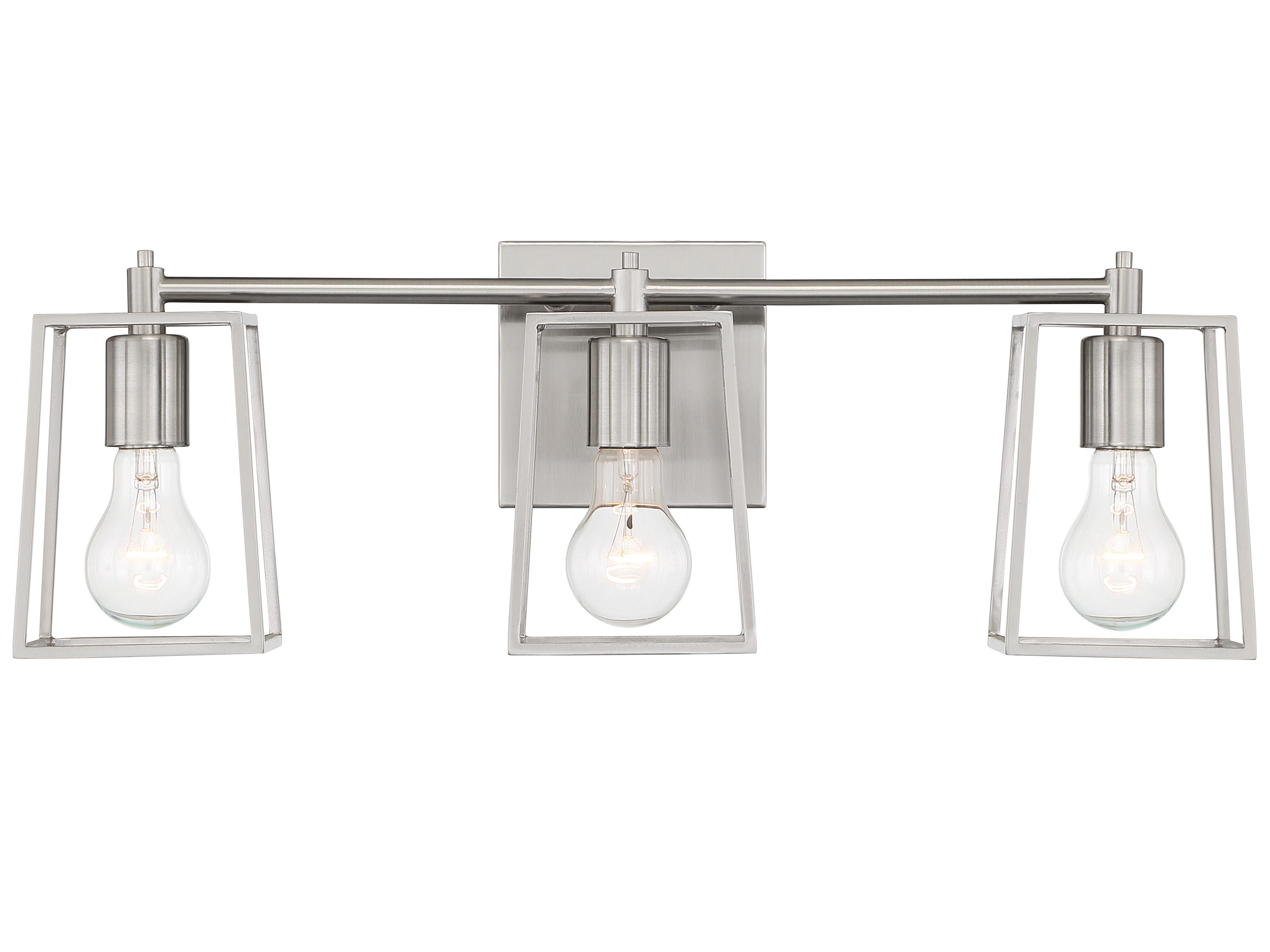 Craftmade Dunn 3-Light Brushed Polished Nickel Glass Vanity Light