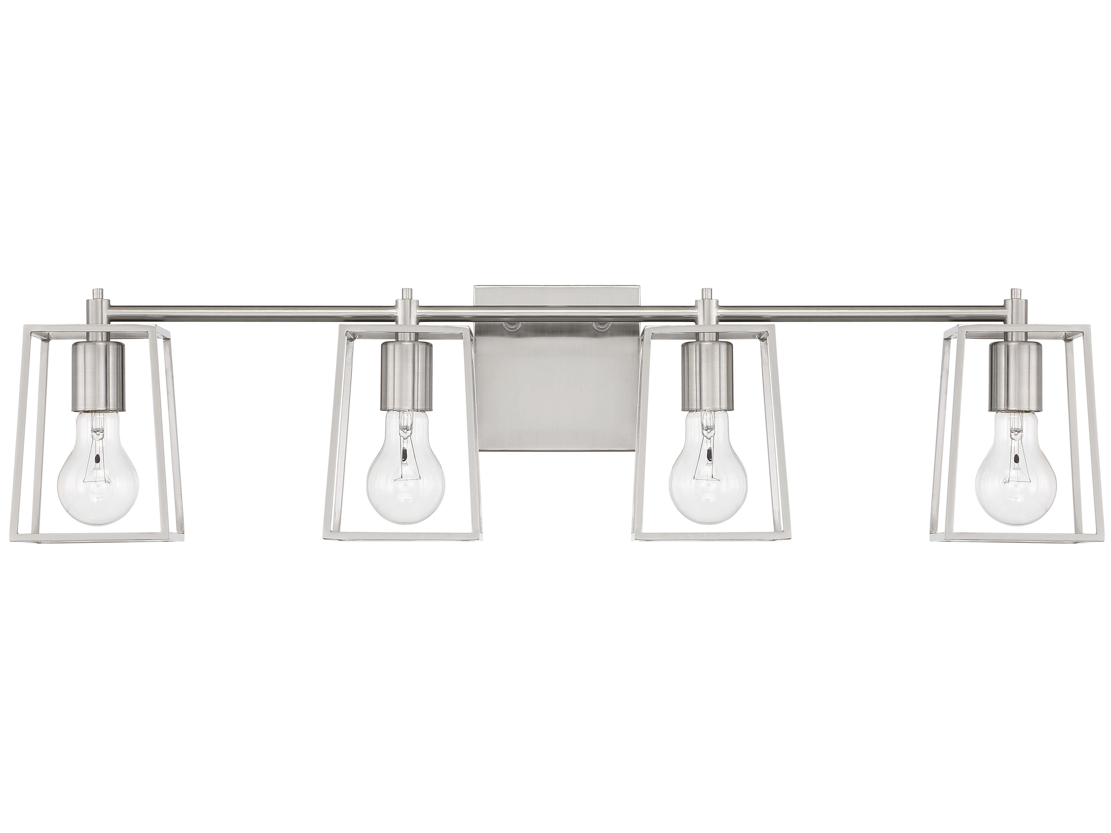 Craftmade Dunn 4-Light Brushed Polished Nickel Glass Vanity Light