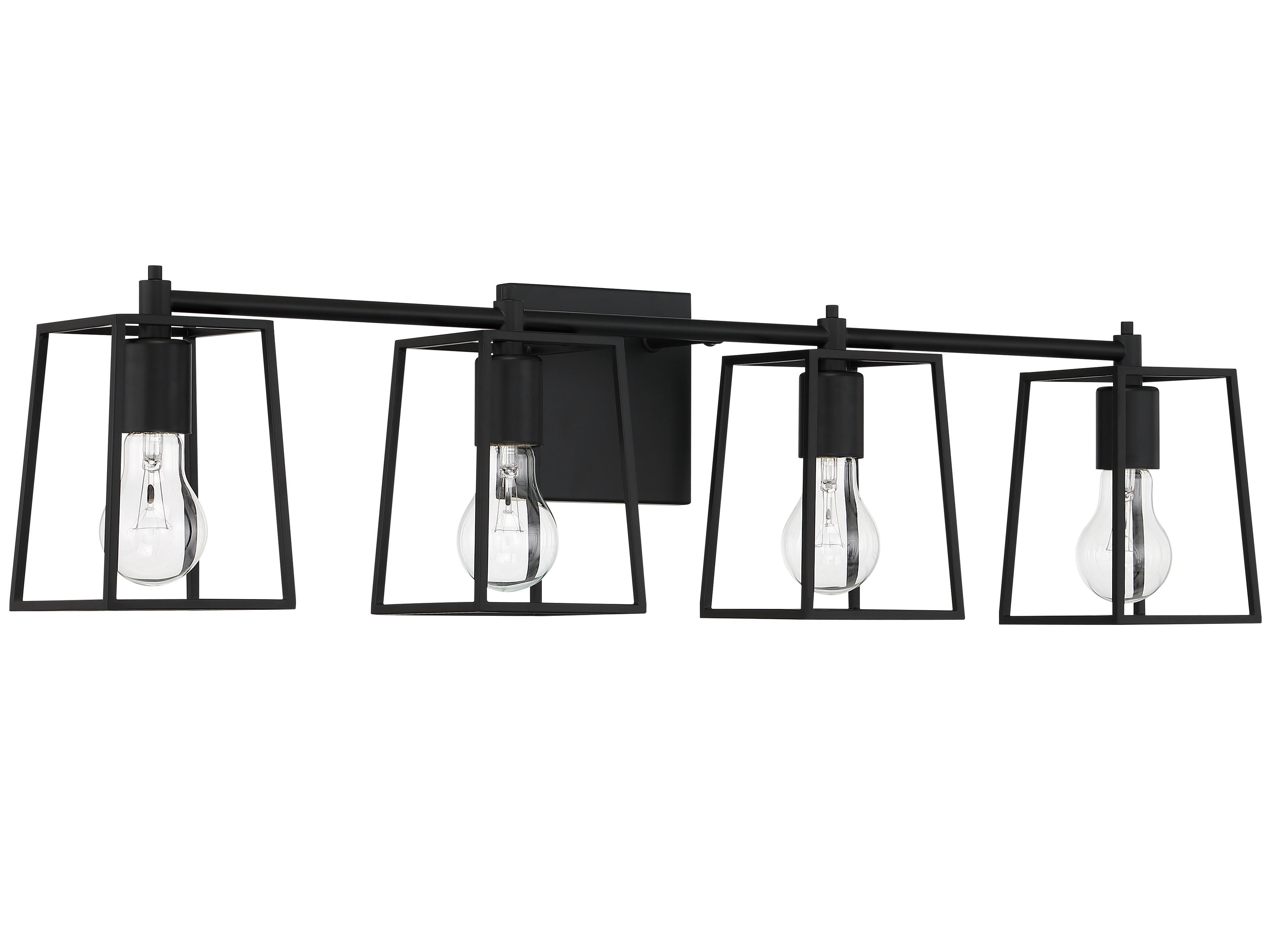 Dunn 4-Light Flat Black Glass Vanity Light