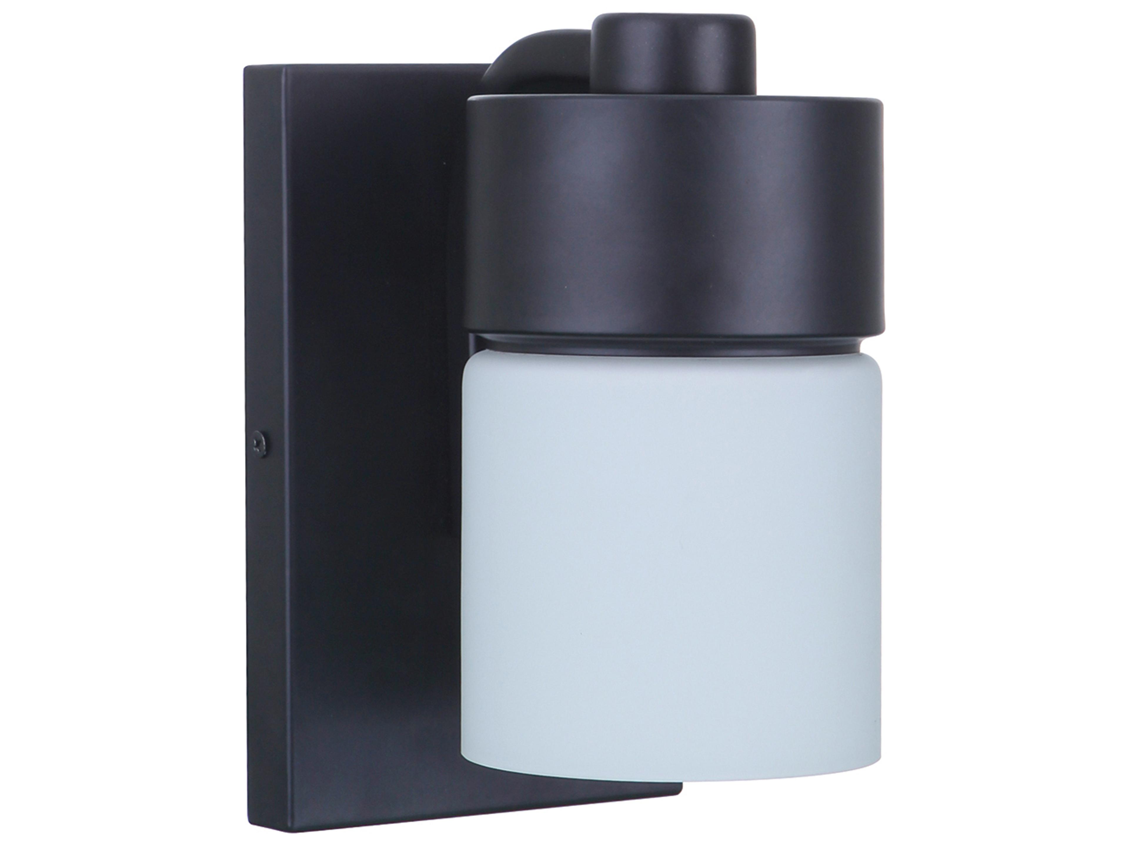 District 1-Light Flat Black Glass Vanity Light