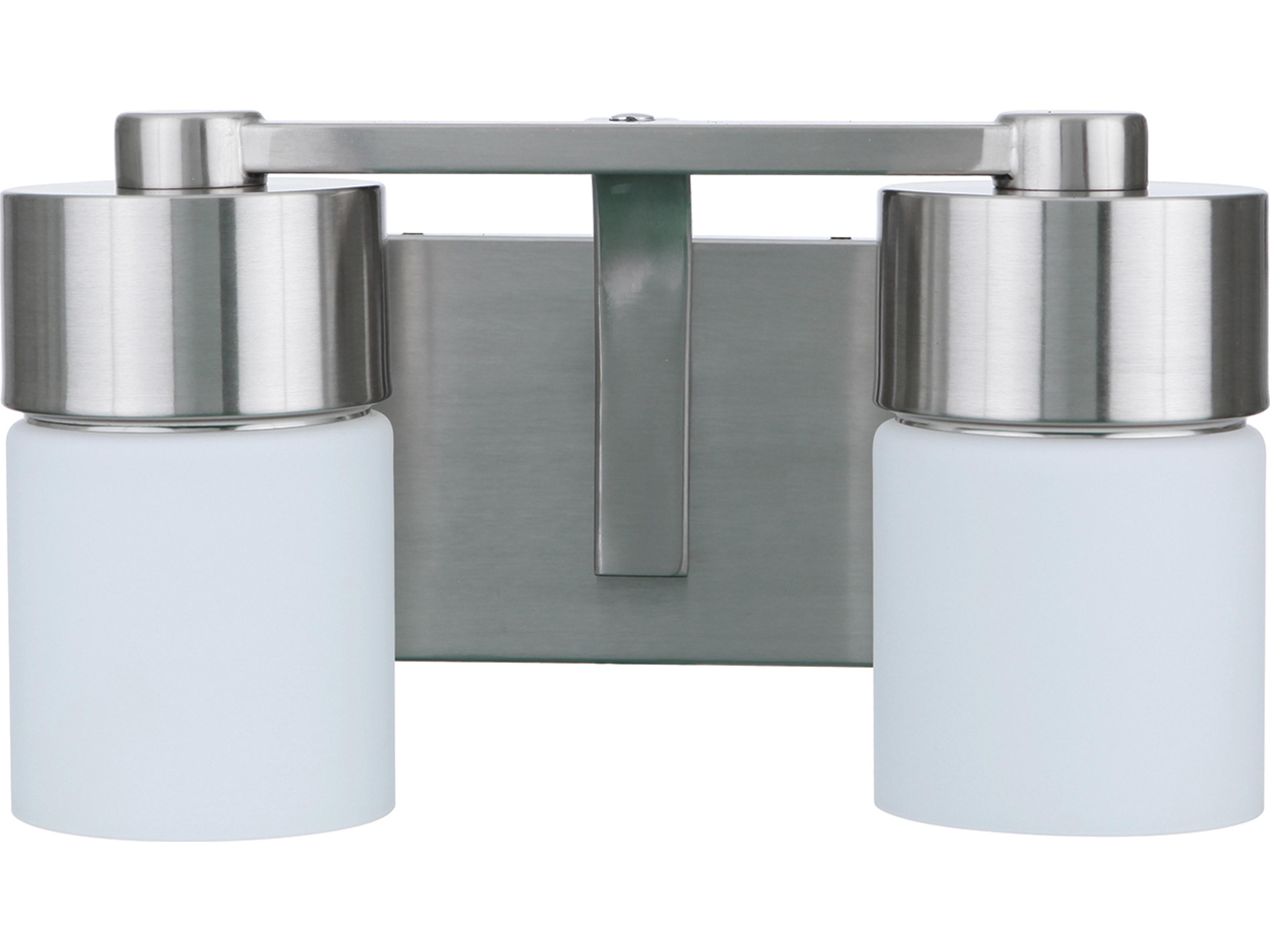 District 2-Light Brushed Polished Nickel Glass Vanity Light