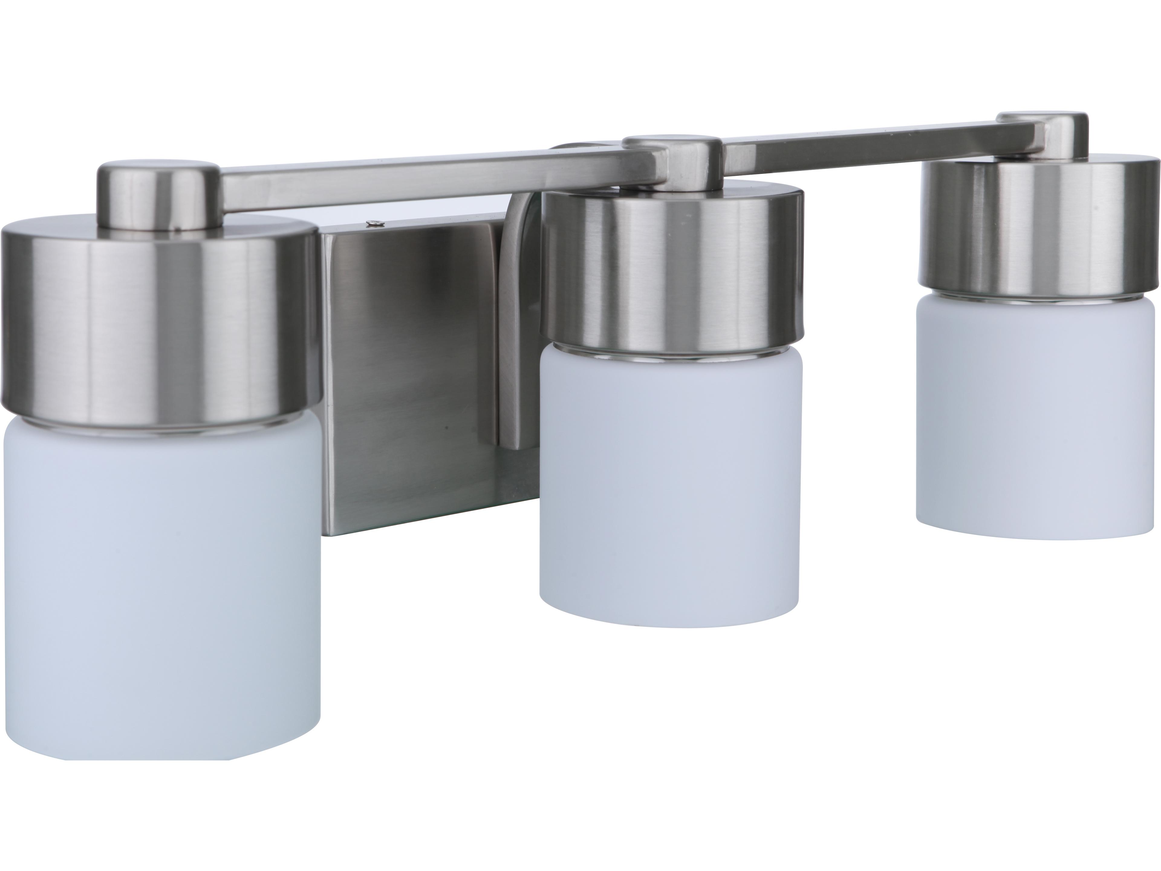District 3-Light Brushed Polished Nickel Glass Vanity Light