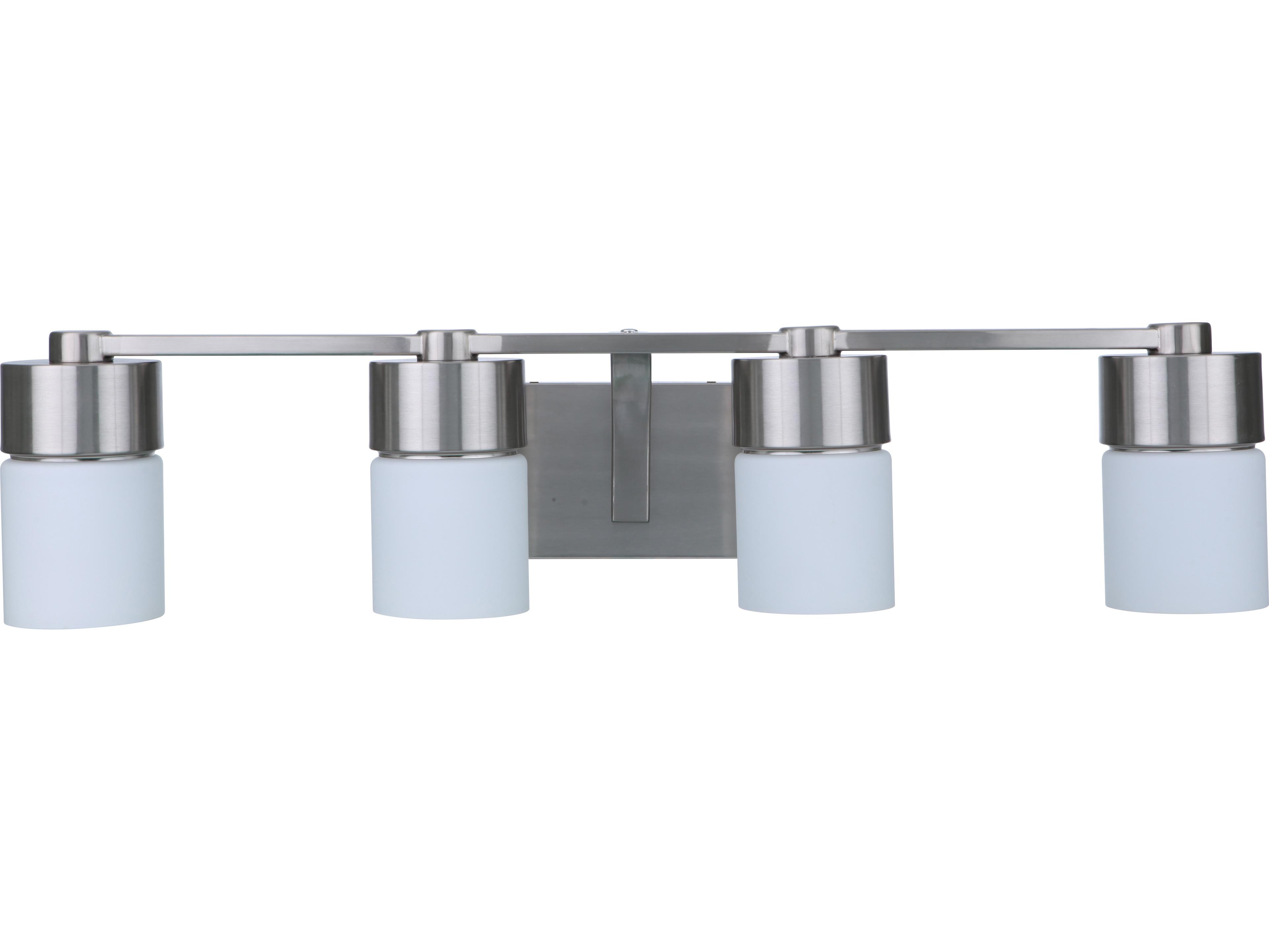 District 4-Light Brushed Polished Nickel Glass Vanity Light