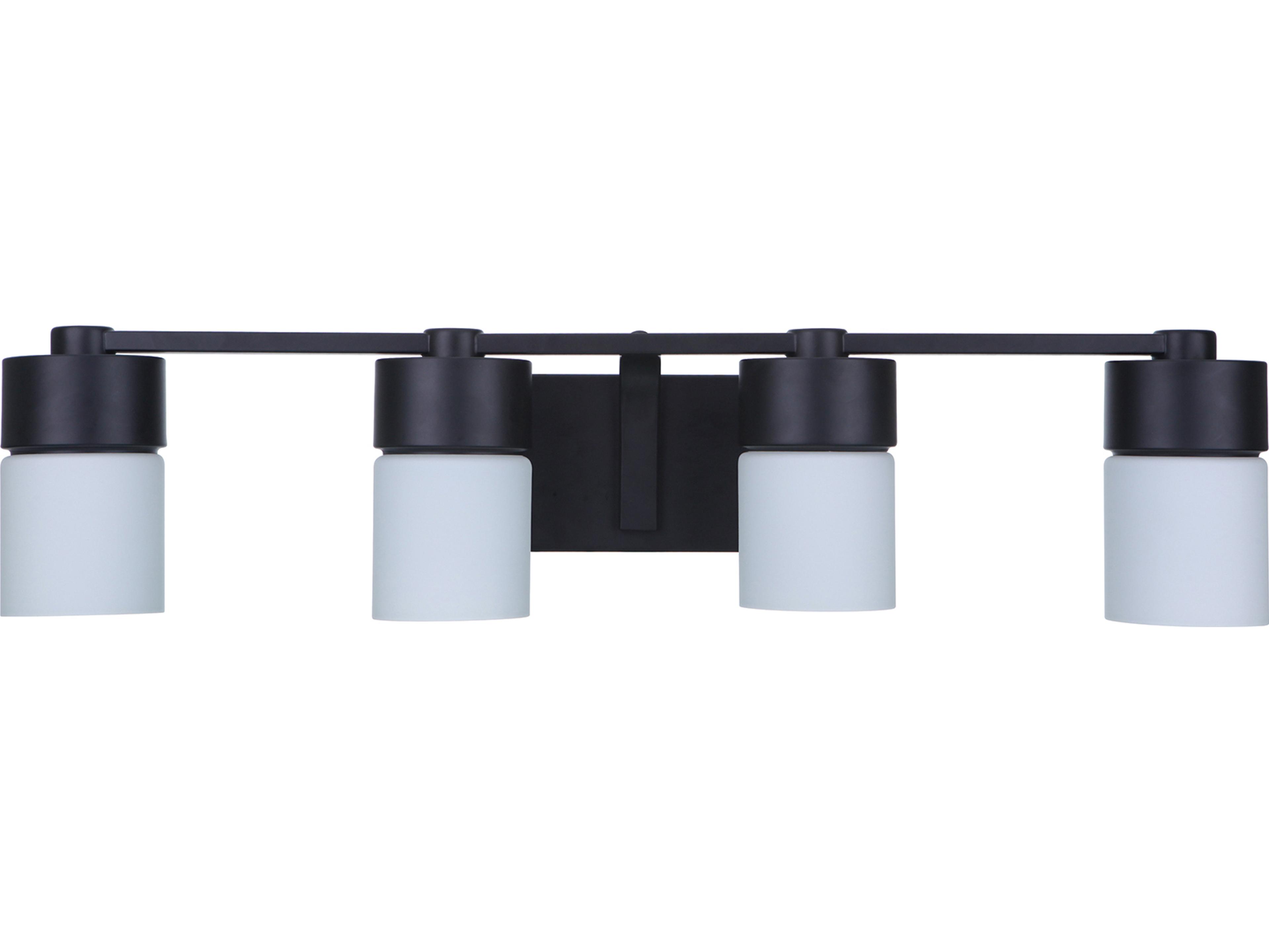 District 4-Light Flat Black Glass Vanity Light